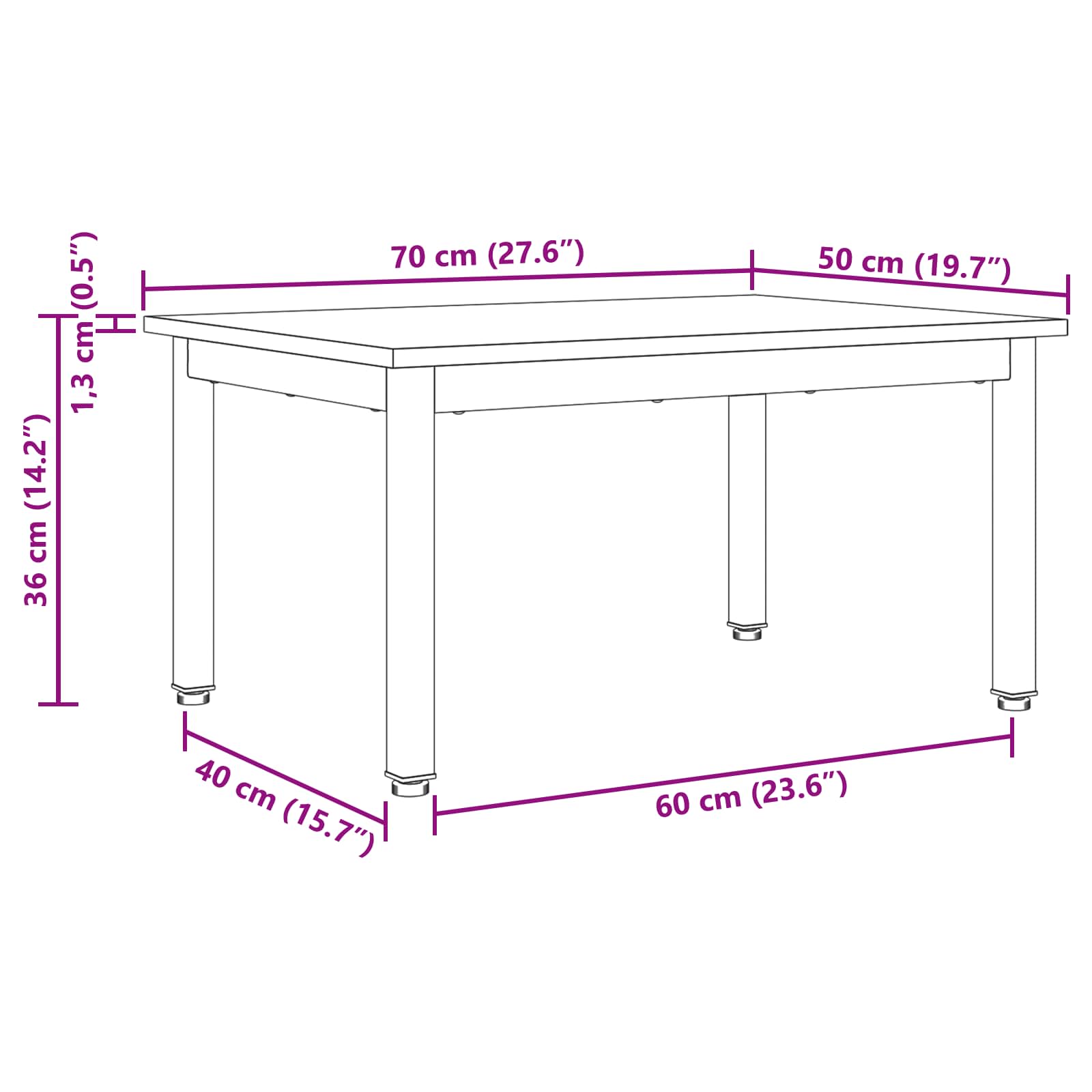 Kava Stol Dimni hrast 70 x 50 x 36 cm Konstruirano drvo