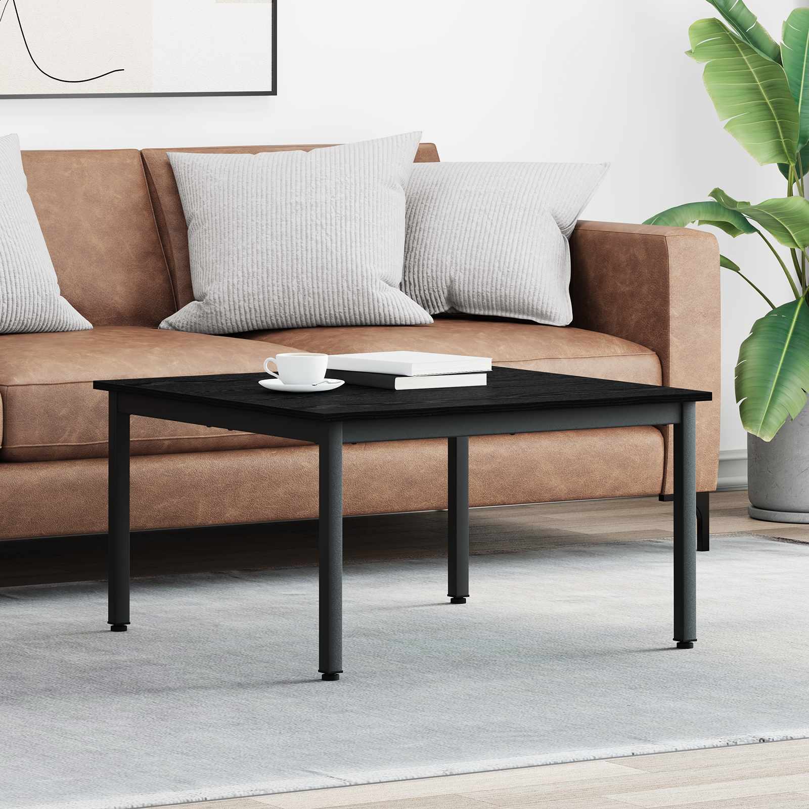 Kava Stol Crni hrast 80 x 80 x 45 cm Konstruirano drvo