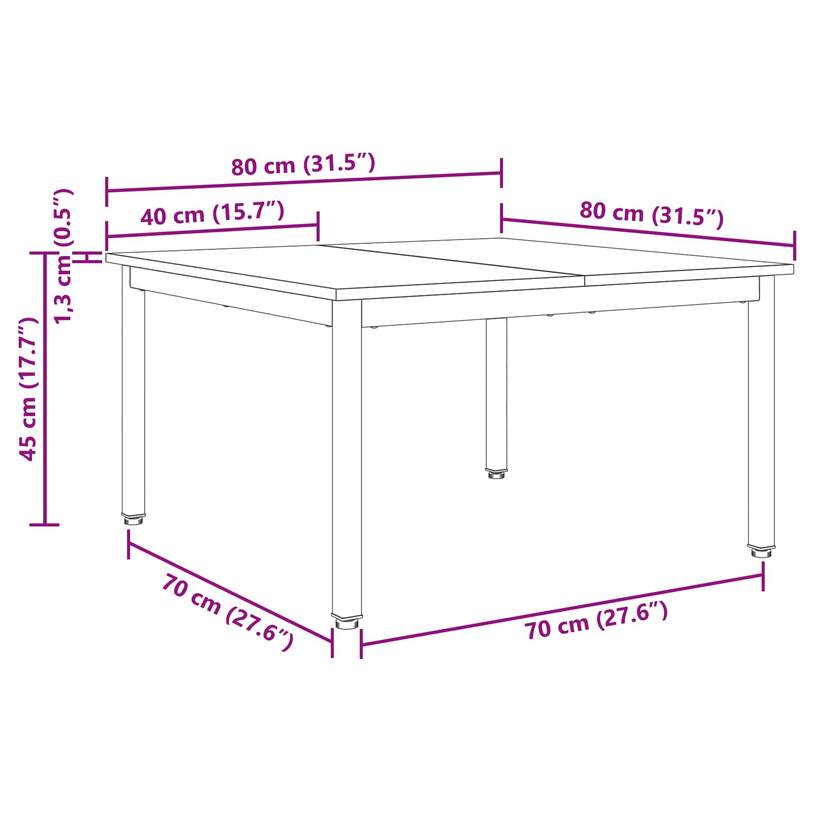 Kava Stol Siva Sonoma 80 x 80 x 45 cm Konstruirano drvo
