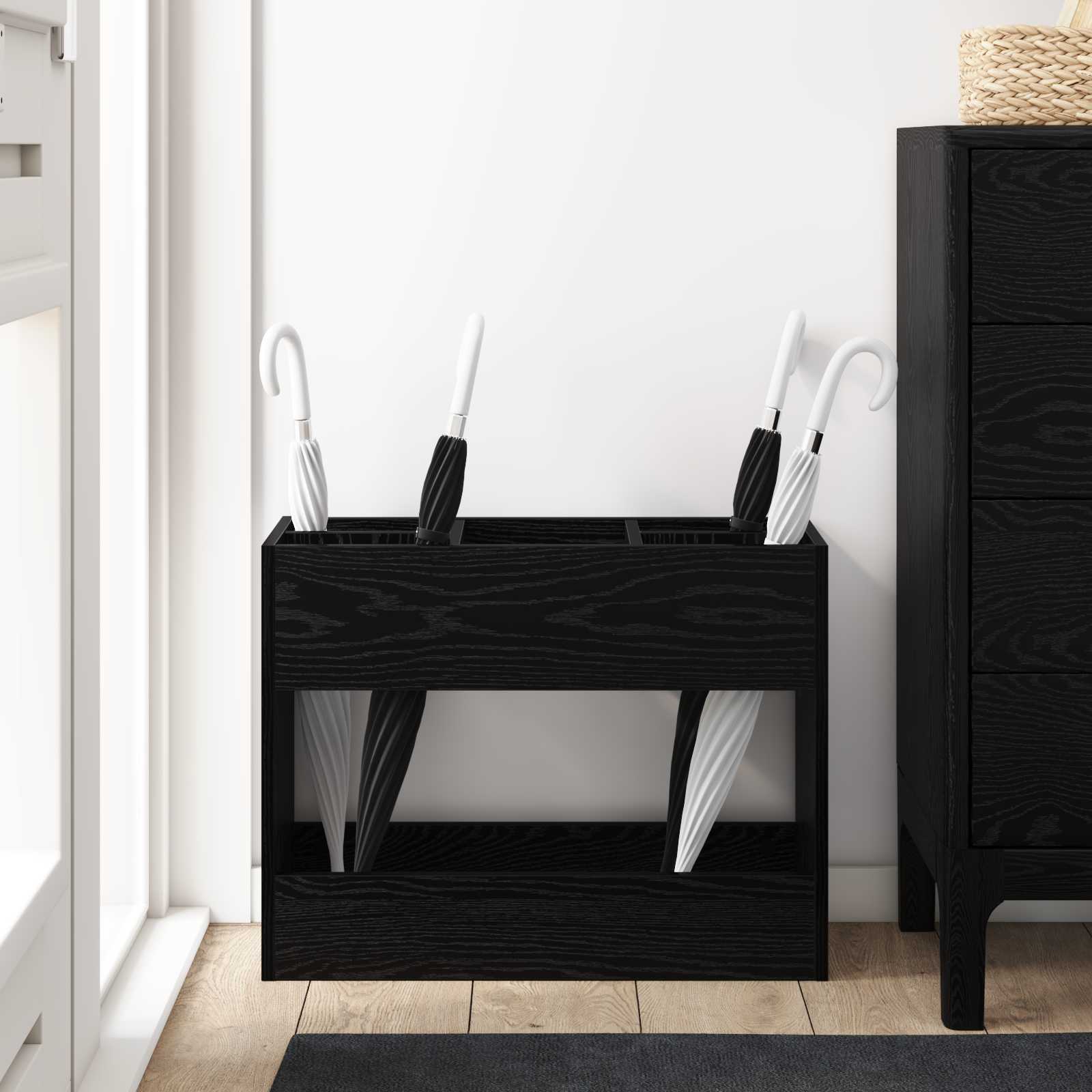 Stalak za kišobran Crni hrast 65 x 24 x 50 cm Konstruirano drvo