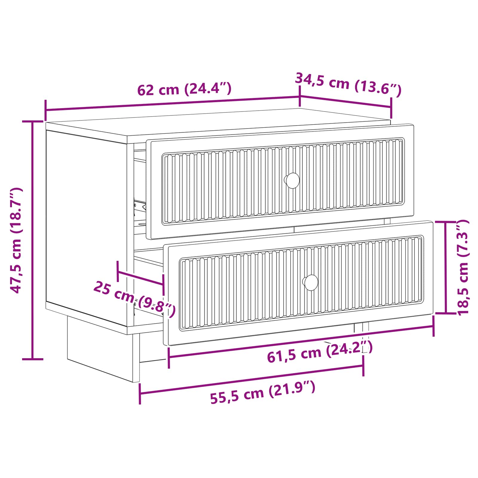 Noćni ormar Hrast sonoma 62 x 34,5 x 47,5 cm Konstruirano drvo