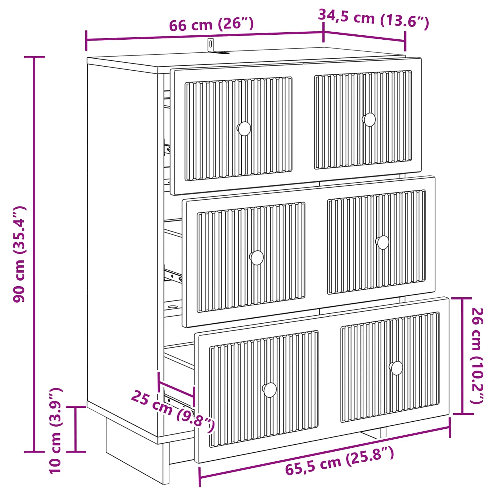 Ormar s ladicama Betonska siva 66 x 34,5 x 90 cm