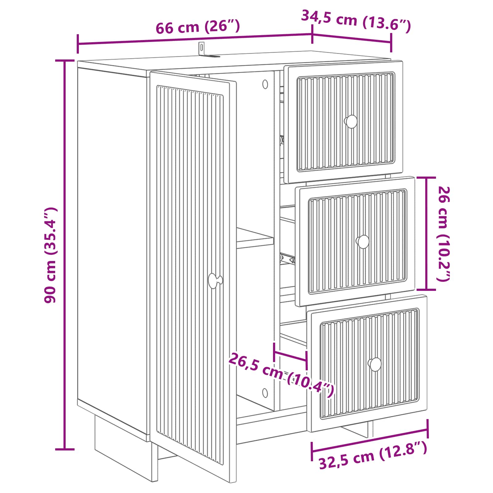 Kreveta s ladicama Bijela 66 x 34,5 x 90 cm Konstruirano drvo