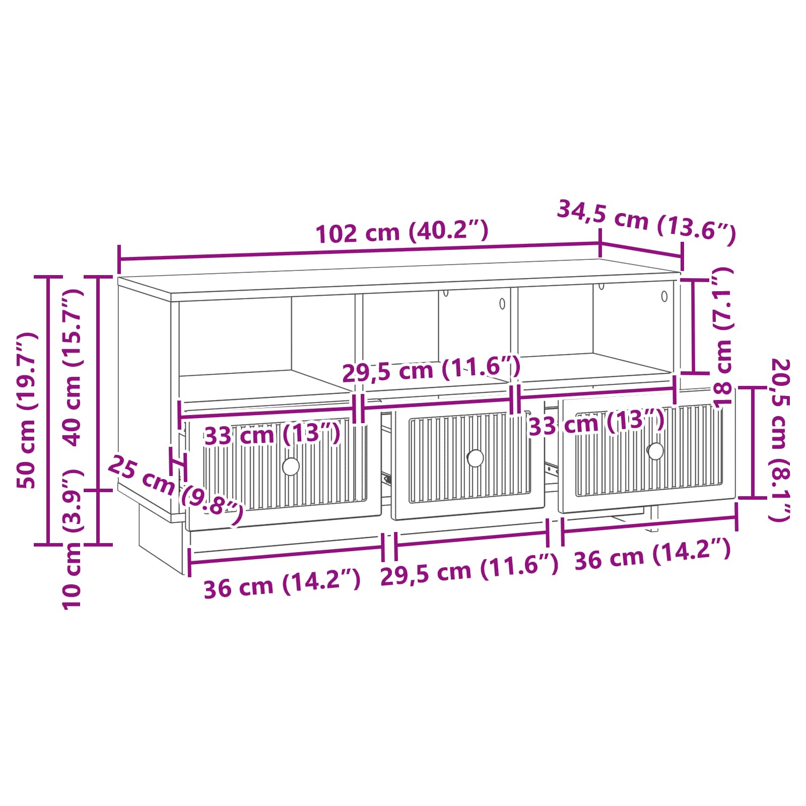 TV ormar Hrast sonoma 102 x 34,5 x 50 cm Konstruirano drvo