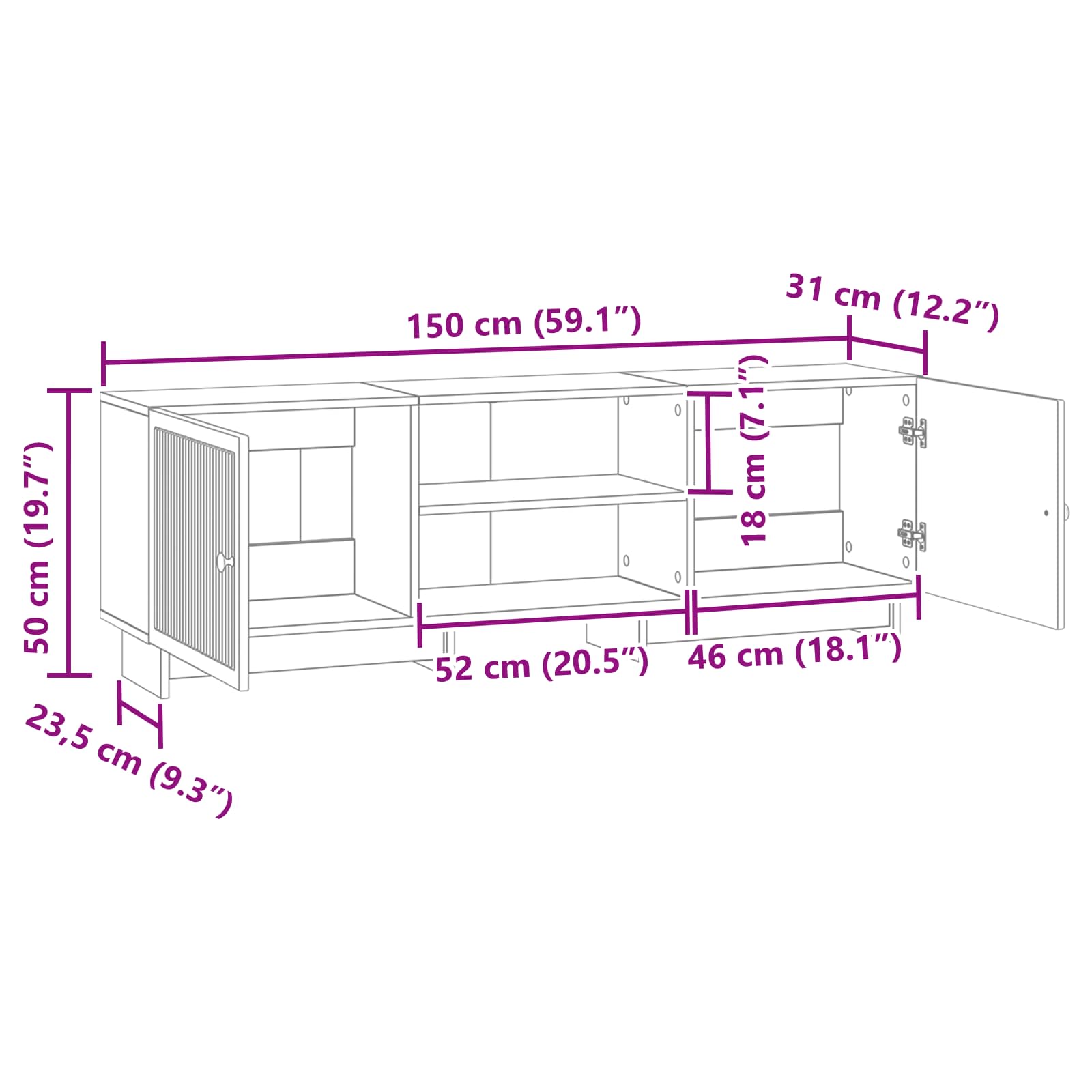 TV ormar Sonoma hrast 150 x 31 x 50 cm Konstrukcijsko drvo