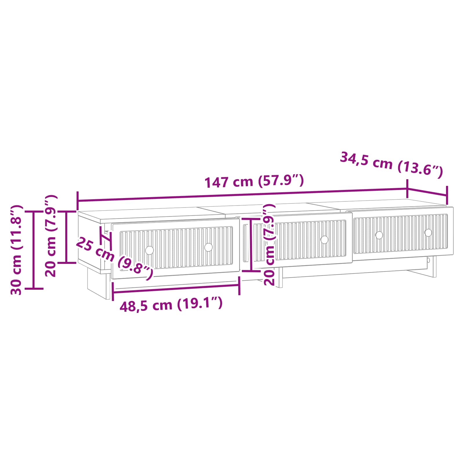 TV ormar Siva sonoma 147 x 34,5 x 30 cm Konstruirano drvo