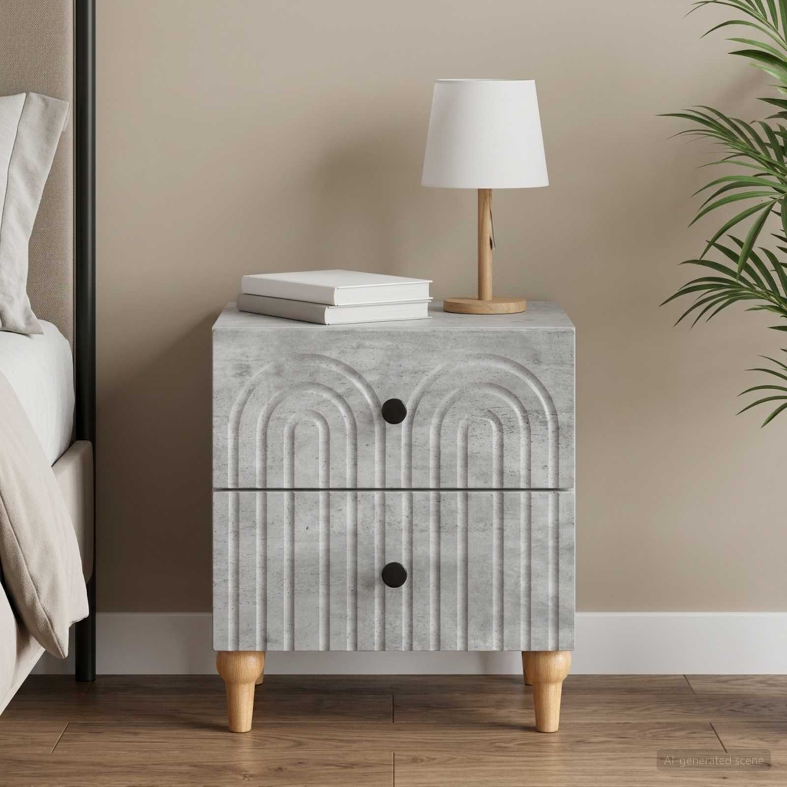 Noćni ormar Betonska siva 43 x 34,5 x 48 cm Konstruirano drvo