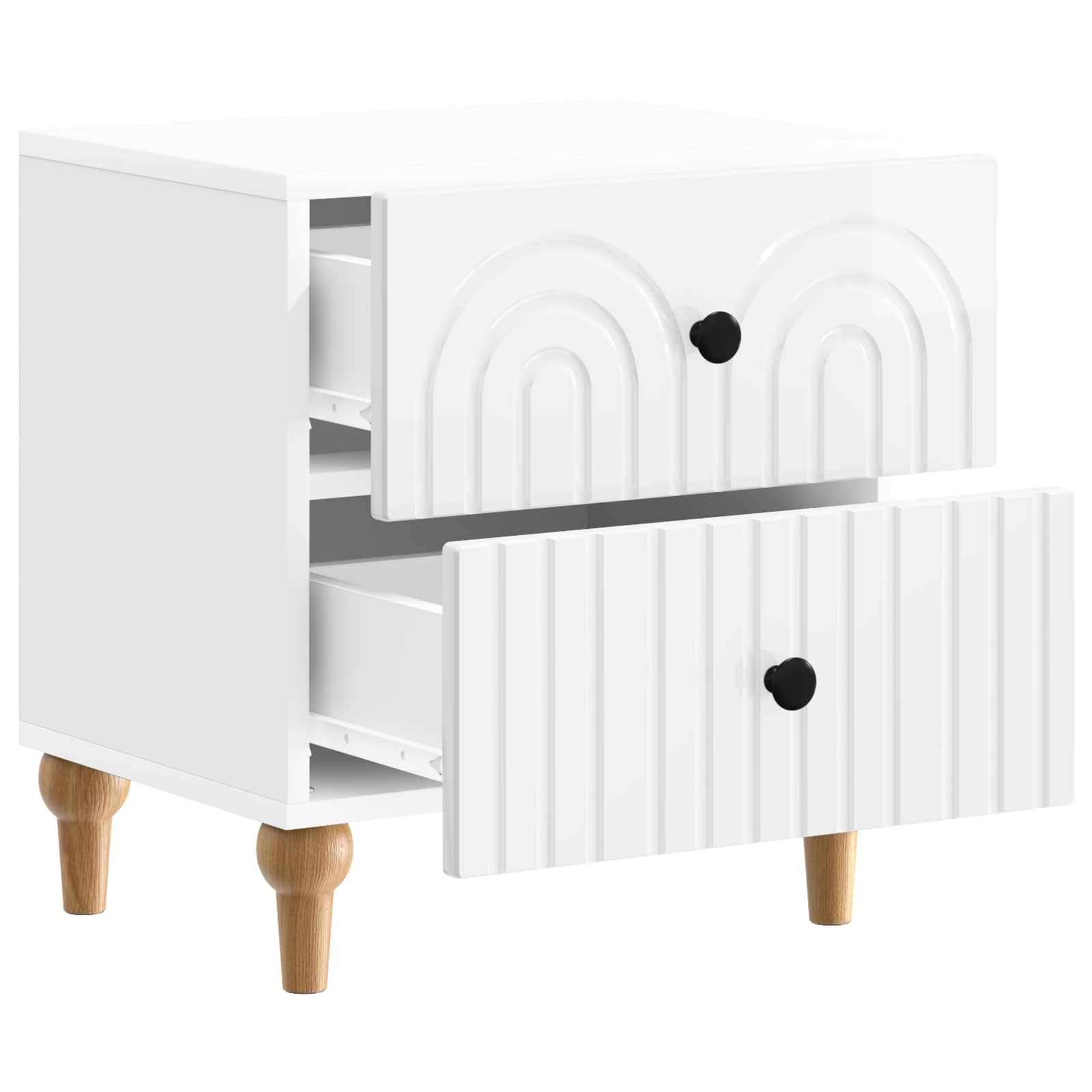 Noćni ormar 2 pcs Bijela visokog sjaja 43 x 34,5 x 48 cm