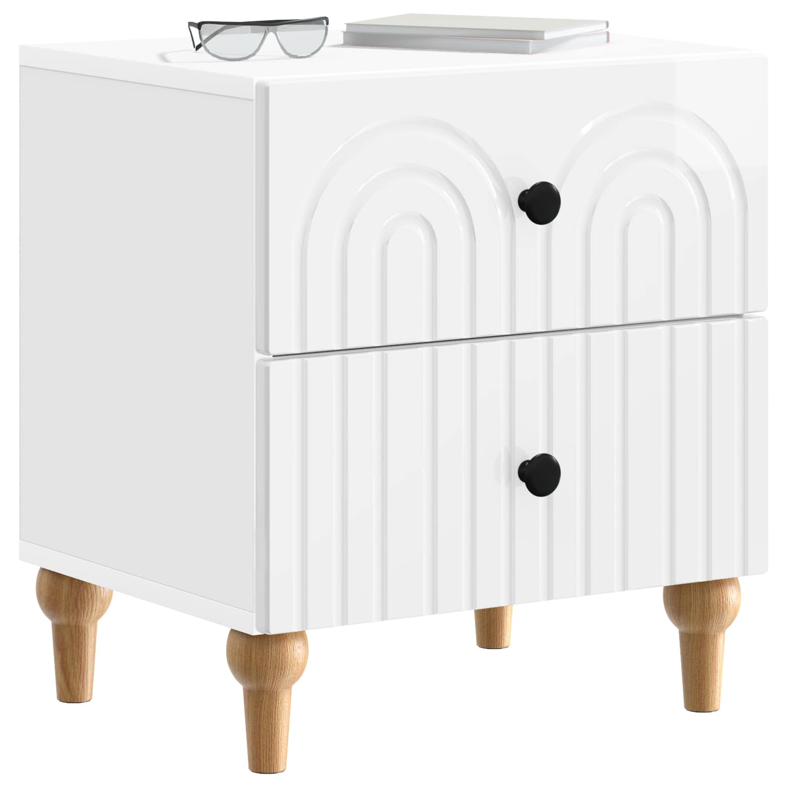 Noćni ormar 2 pcs Bijela visokog sjaja 43 x 34,5 x 48 cm