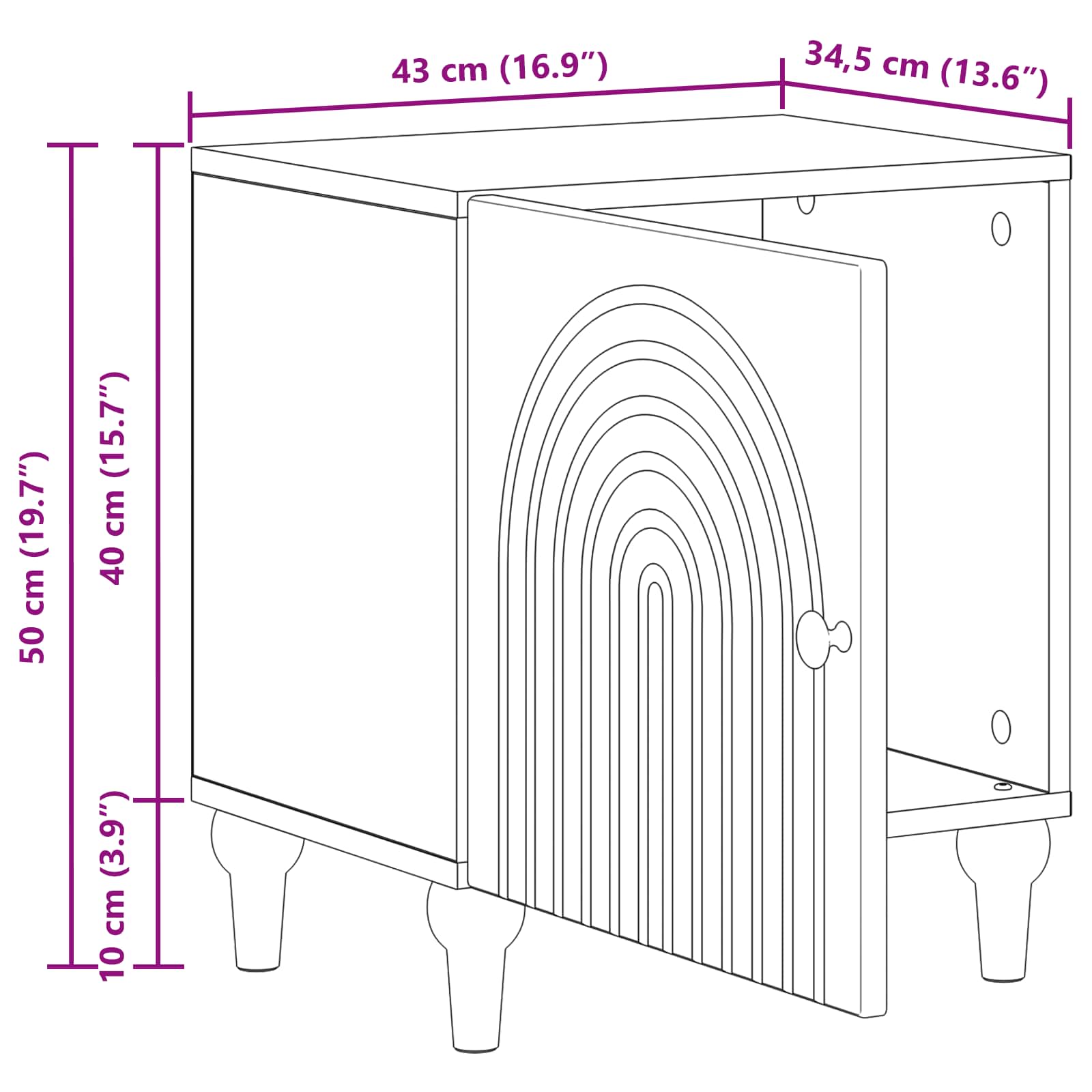 Noćni ormar 2 pcs Bijela visokog sjaja 43 x 34,5 x 50 cm