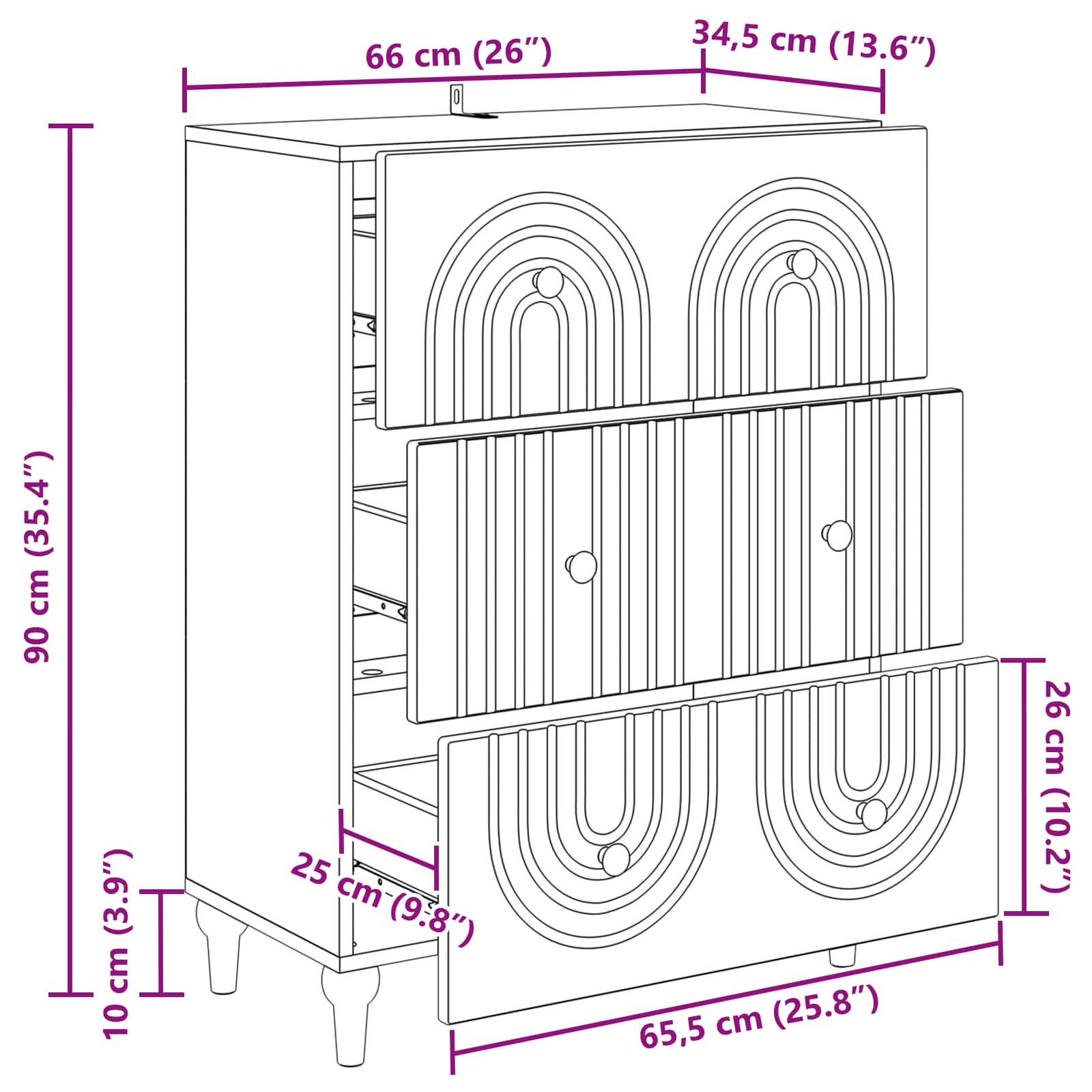 Ormar s ladicama Siva sonoma 66 x 34,5 x 90 cm