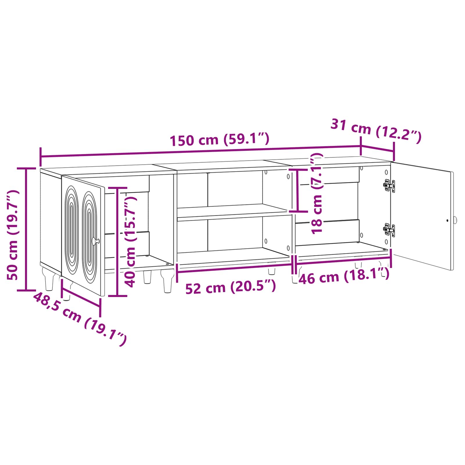 TV ormar Staro drvo 150 x 31 x 50 cm Konstruirano drvo