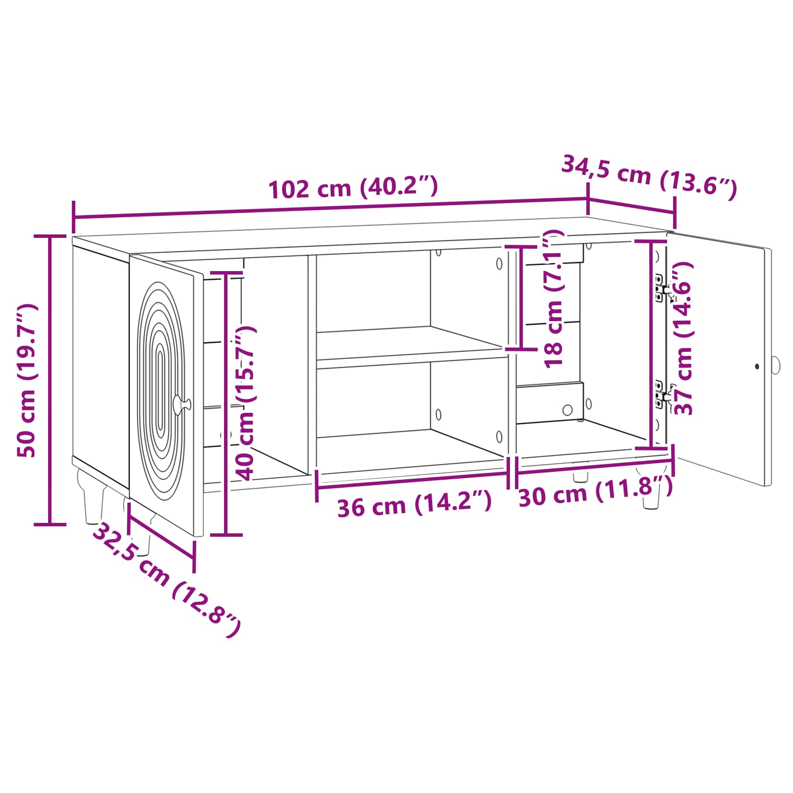 TV ormar Hrast artisan 102 x 34,5 x 50 cm Konstruirano drvo