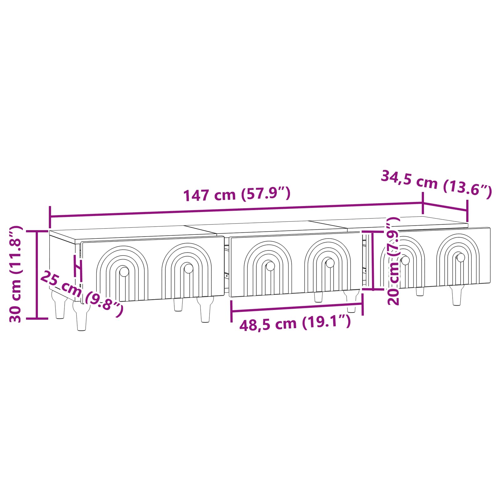 TV ormar Dimljeni hrast 147 x 34,5 x 30 cm Konstruirano drvo