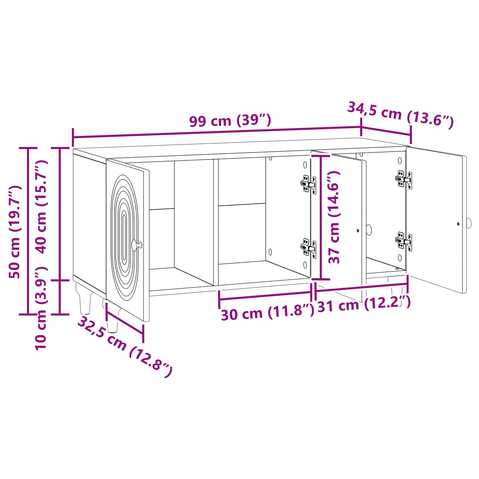 TV ormar Betonska siva 99 x 34,5 x 50 cm Konstruirano drvo