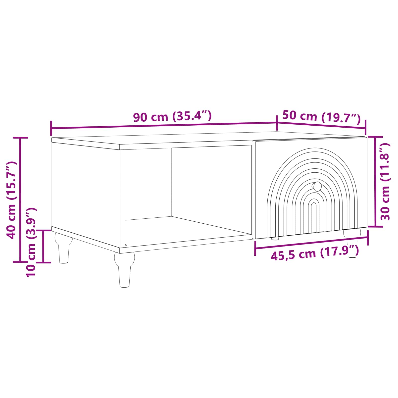 Kava Stol Siva sonoma 90 x 50 x 40 cm Konstruirano drvo