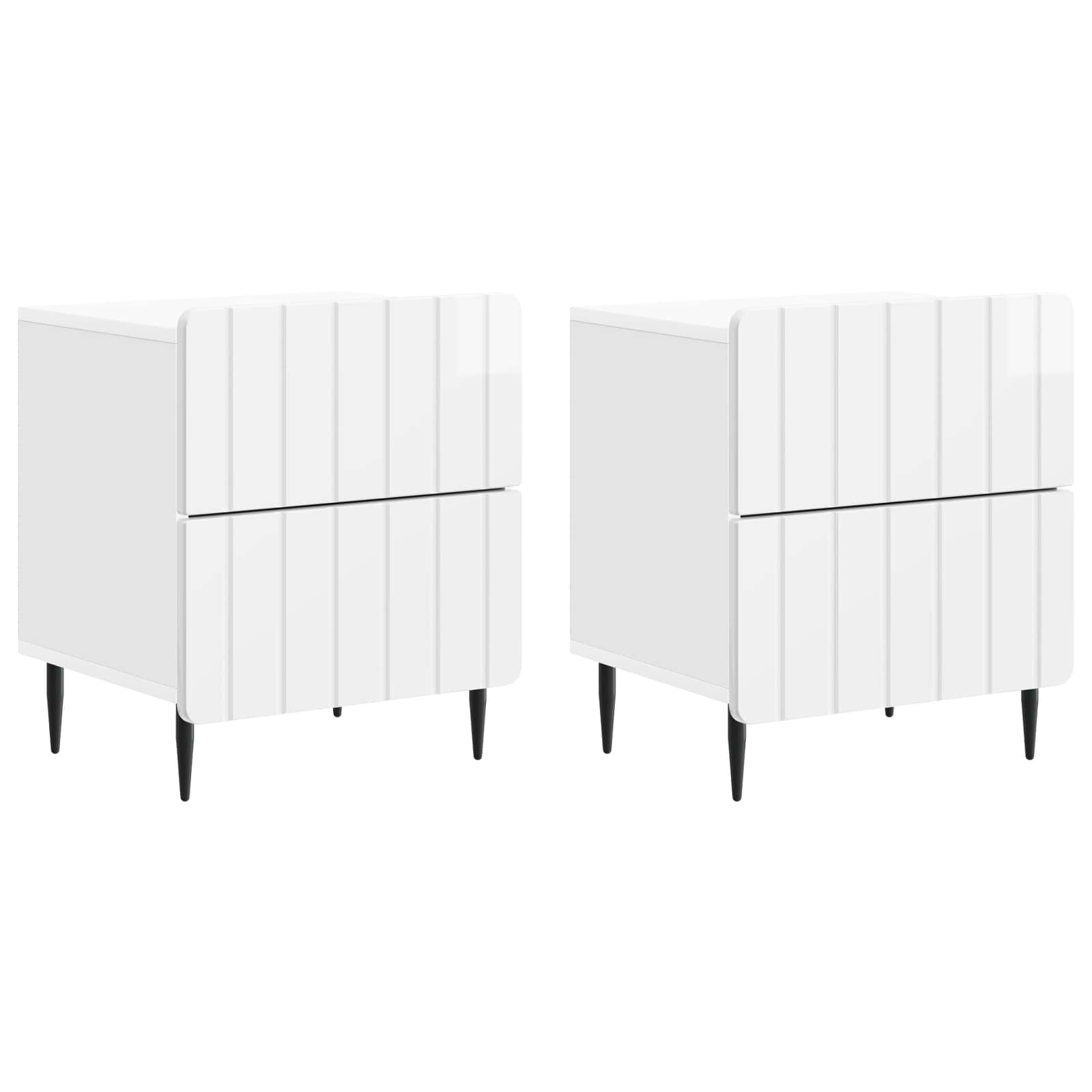 Noćni ormar 2 pcs Bijela visokog sjaja 43 x 34,5 x 49,5 cm