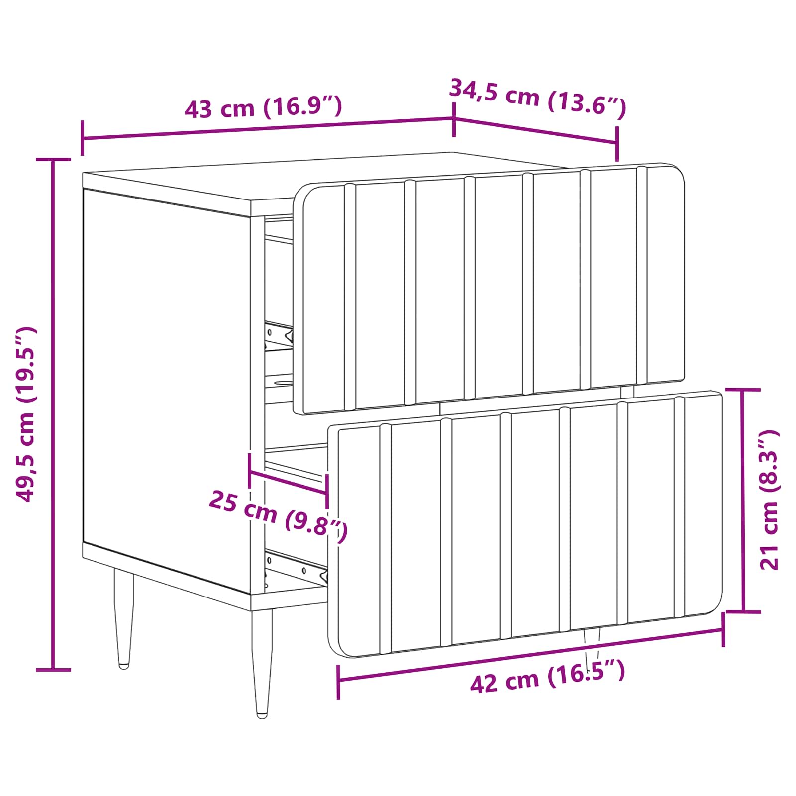 Noćni ormar Staro drvo 43 x 34,5 x 49,5 cm Konstruirano drvo