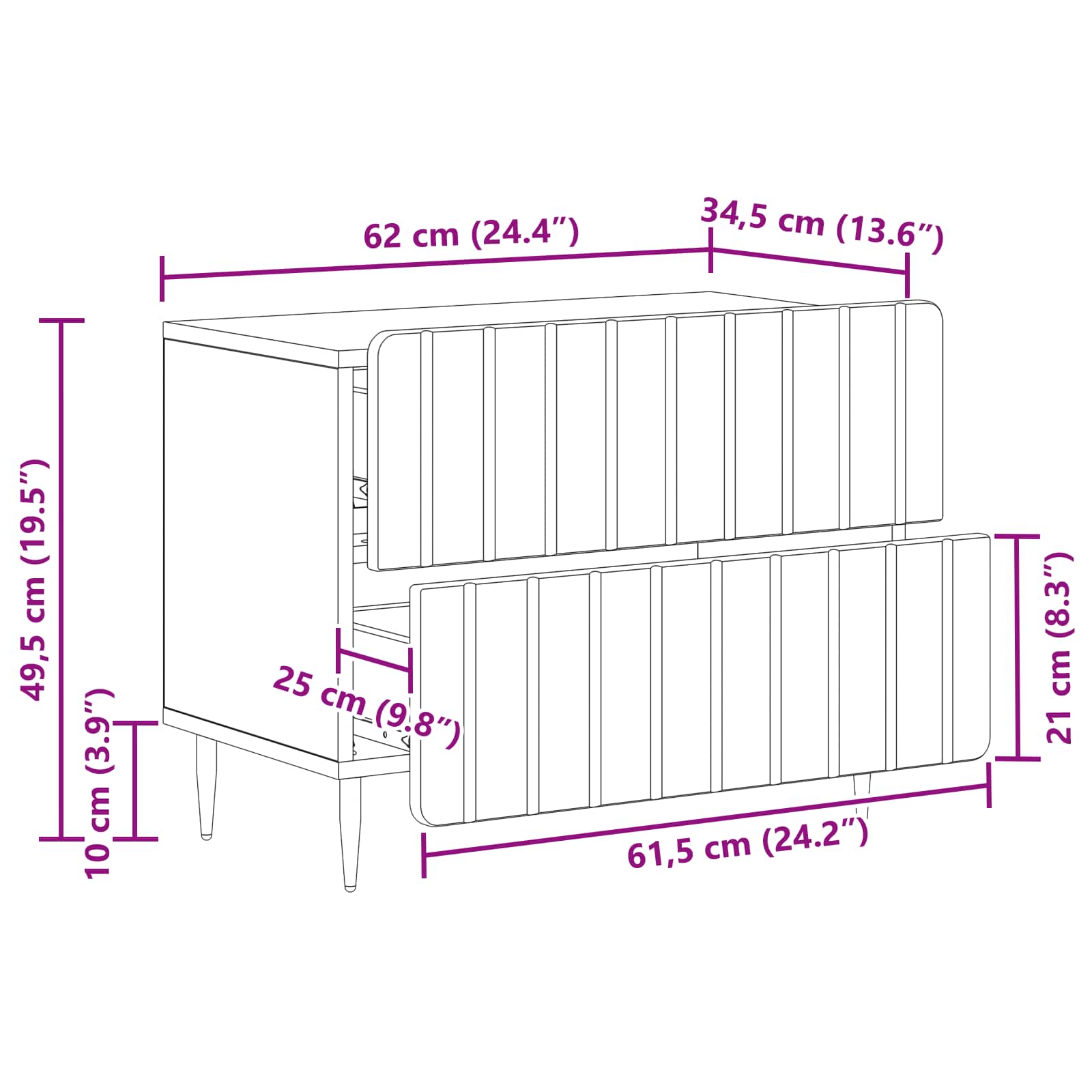 Noćni ormar Hrast sonoma 62 x 34,5 x 49,5 cm Konstruirano drvo