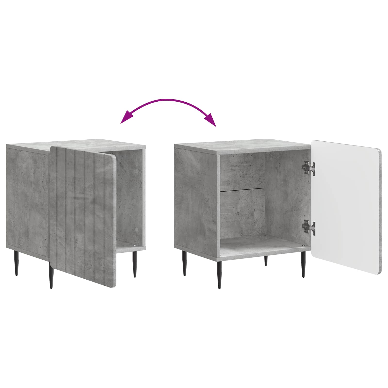 Noćni ormar 2 pcs Betonska siva 43 x 34,5 x 52 cm