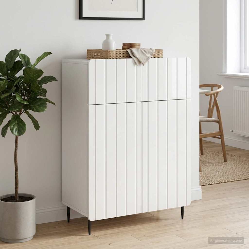 Kreveta s ladicama Bijela visokog sjaja 66 x 34,5 x 92 cm