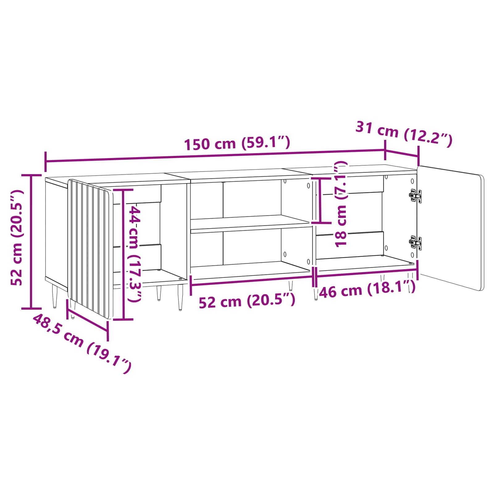 TV ormar Crna 150 x 31 x 52 cm Konstruirano drvo