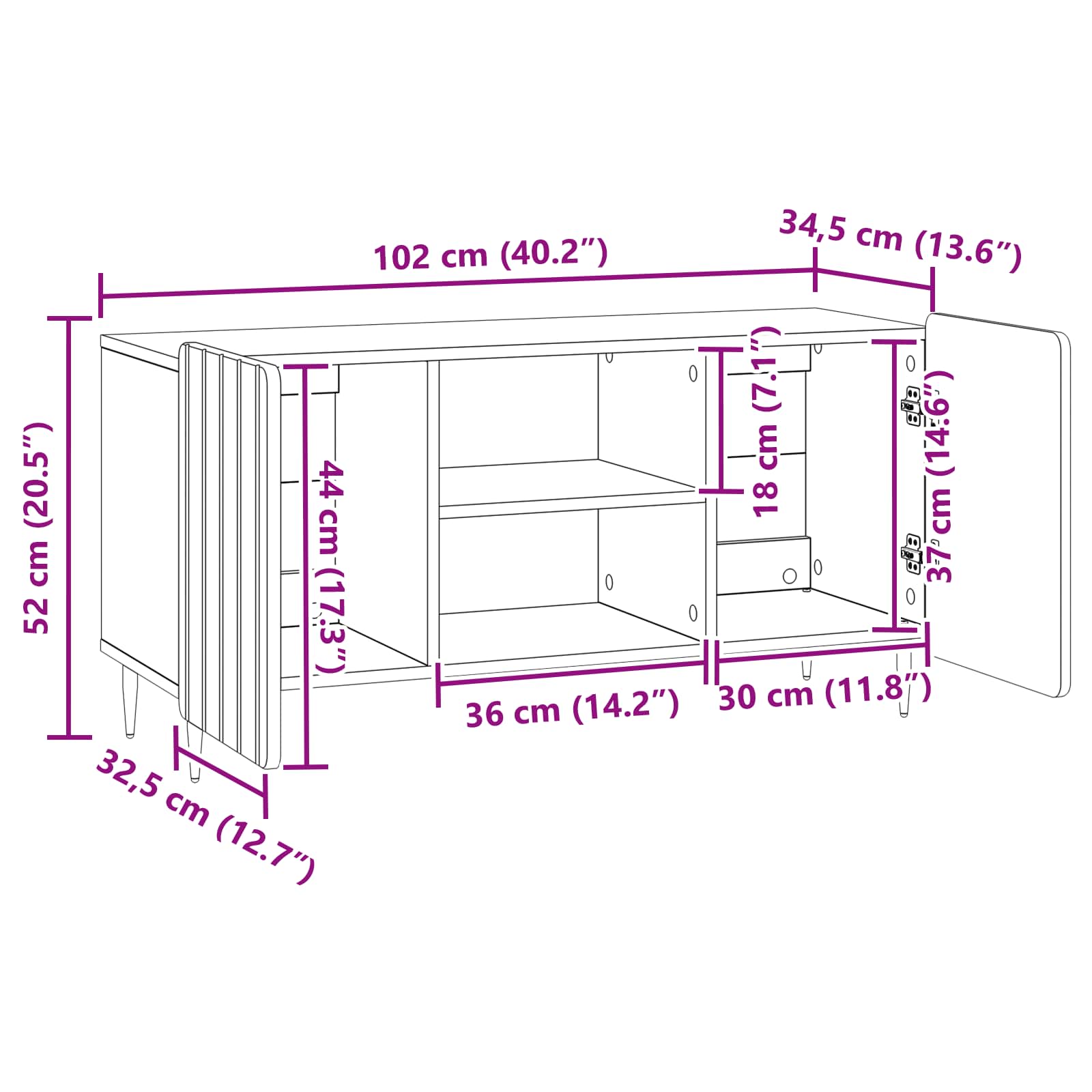 TV ormar Hrast sonoma 102 x 34,5 x 52 cm Konstruirano drvo