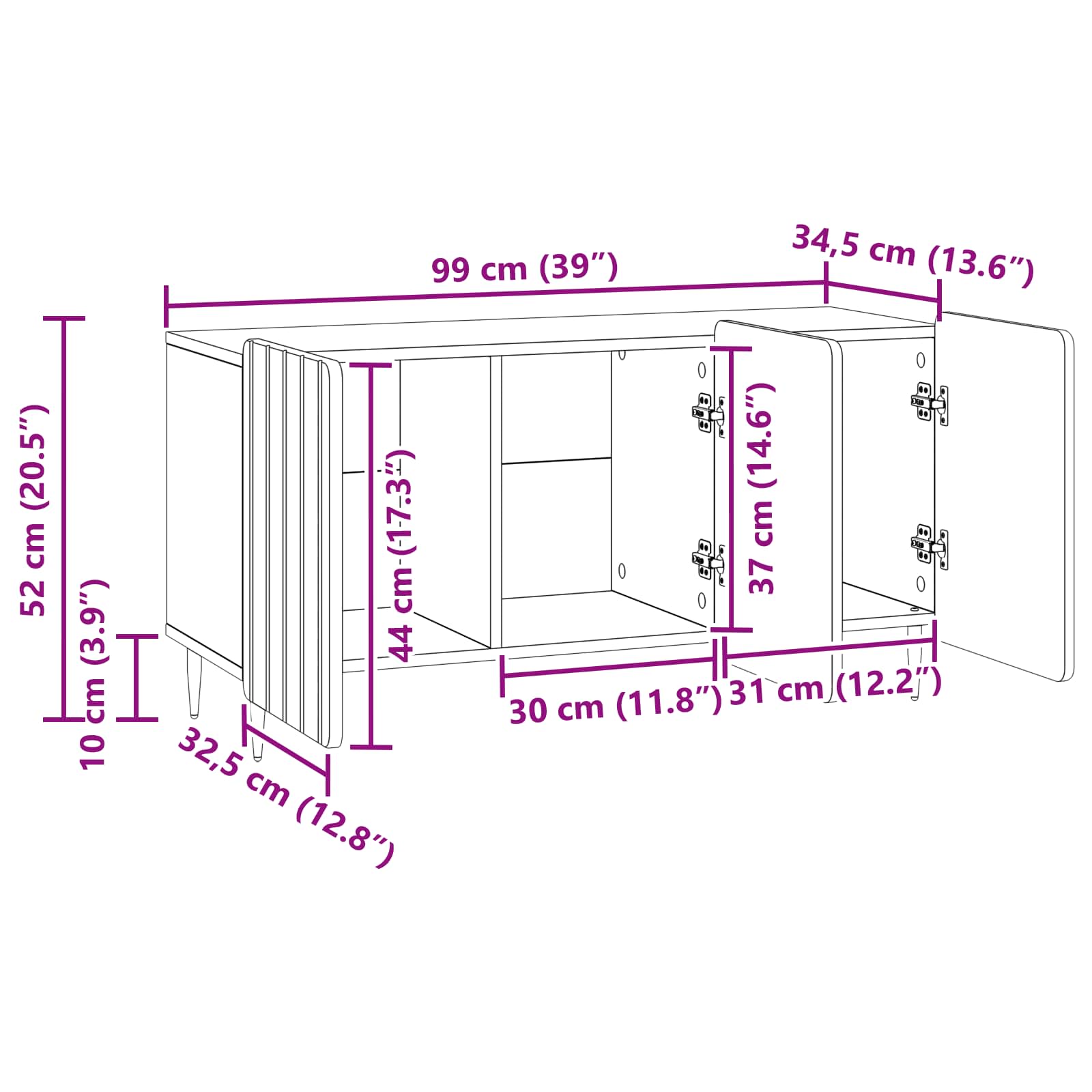 TV ormar Betonska siva 99 x 34,5 x 52 cm Konstruirano drvo