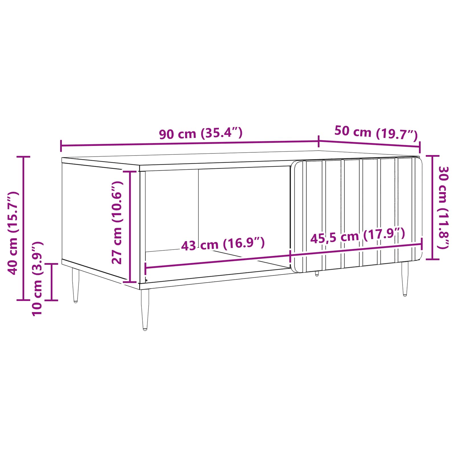 Kava Stol Betonska siva 90 x 50 x 40 cm Konstruirano drvo