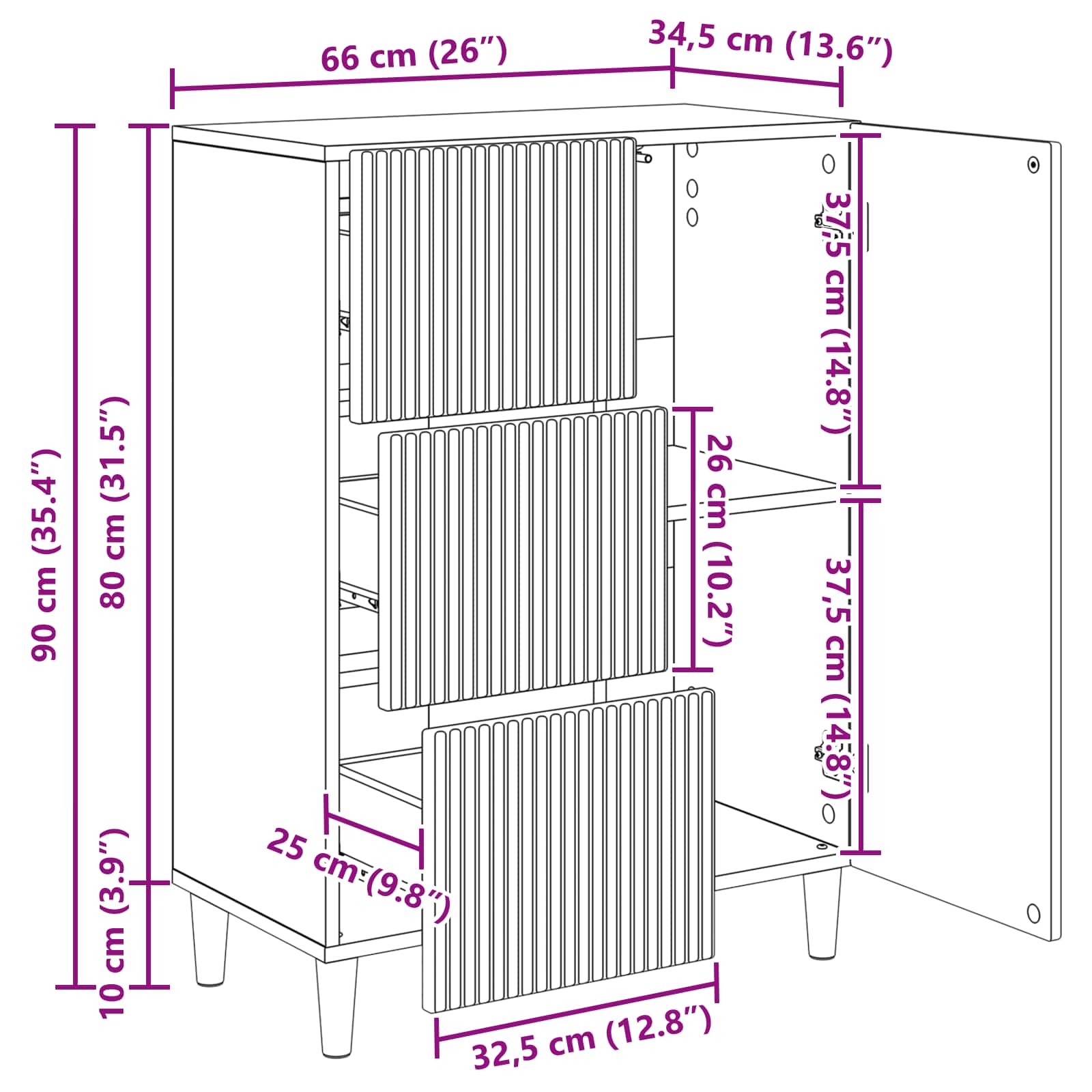 Kreveta s ladicama Bijela visokog sjaja 66 x 34,5 x 90 cm