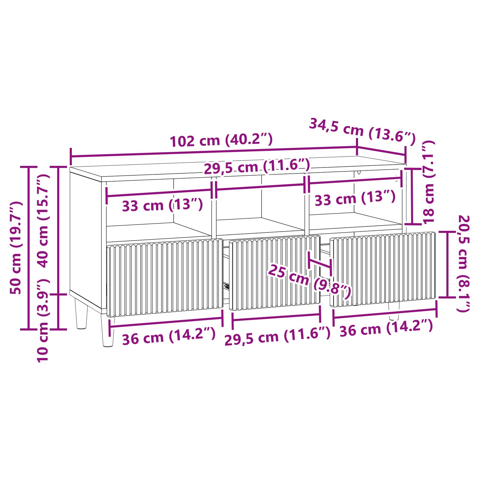 TV ormar Hrast artisan 102 x 34,5 x 50 cm Konstruirano drvo
