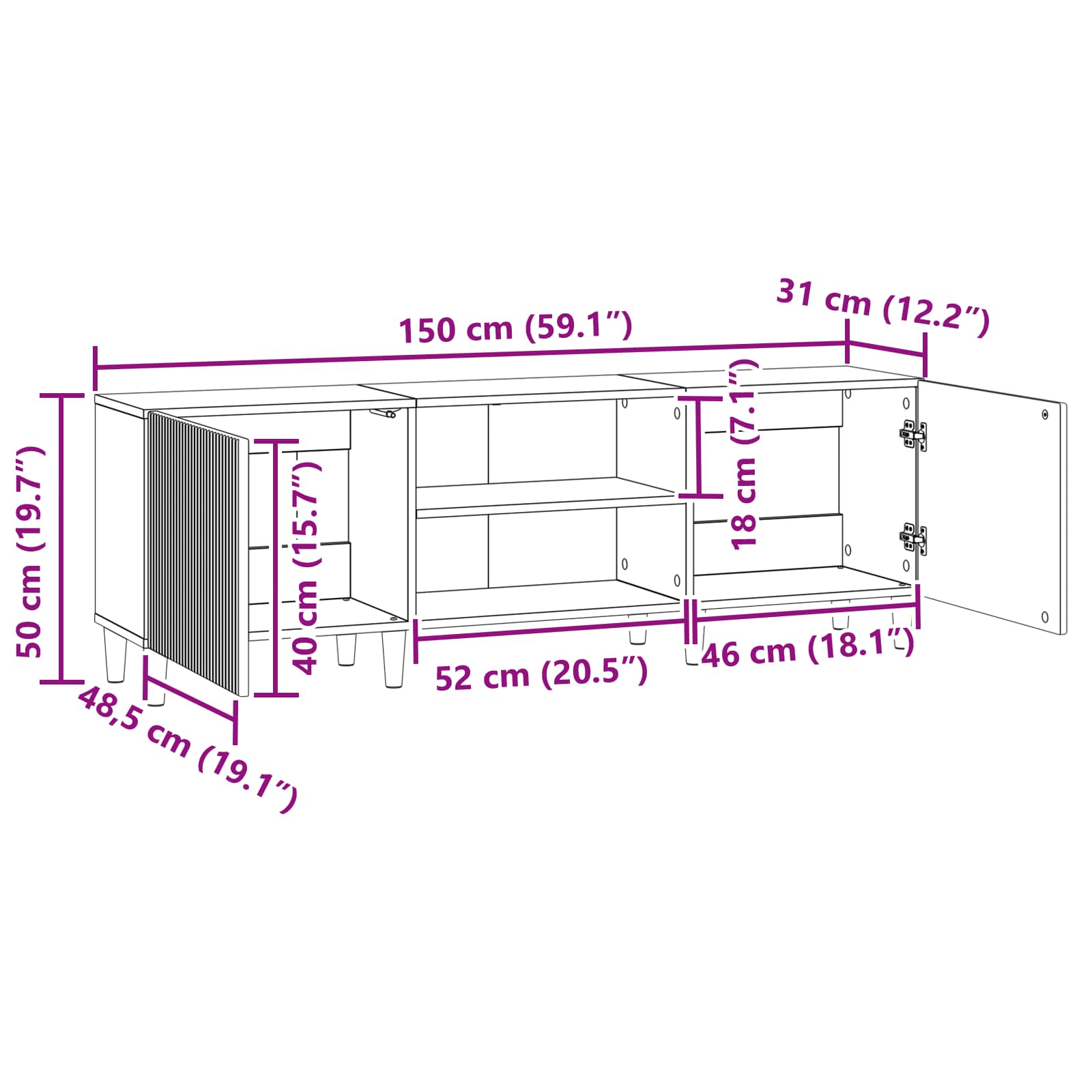 TV ormar Betonska siva 150 x 31 x 50 cm Konstruirano drvo