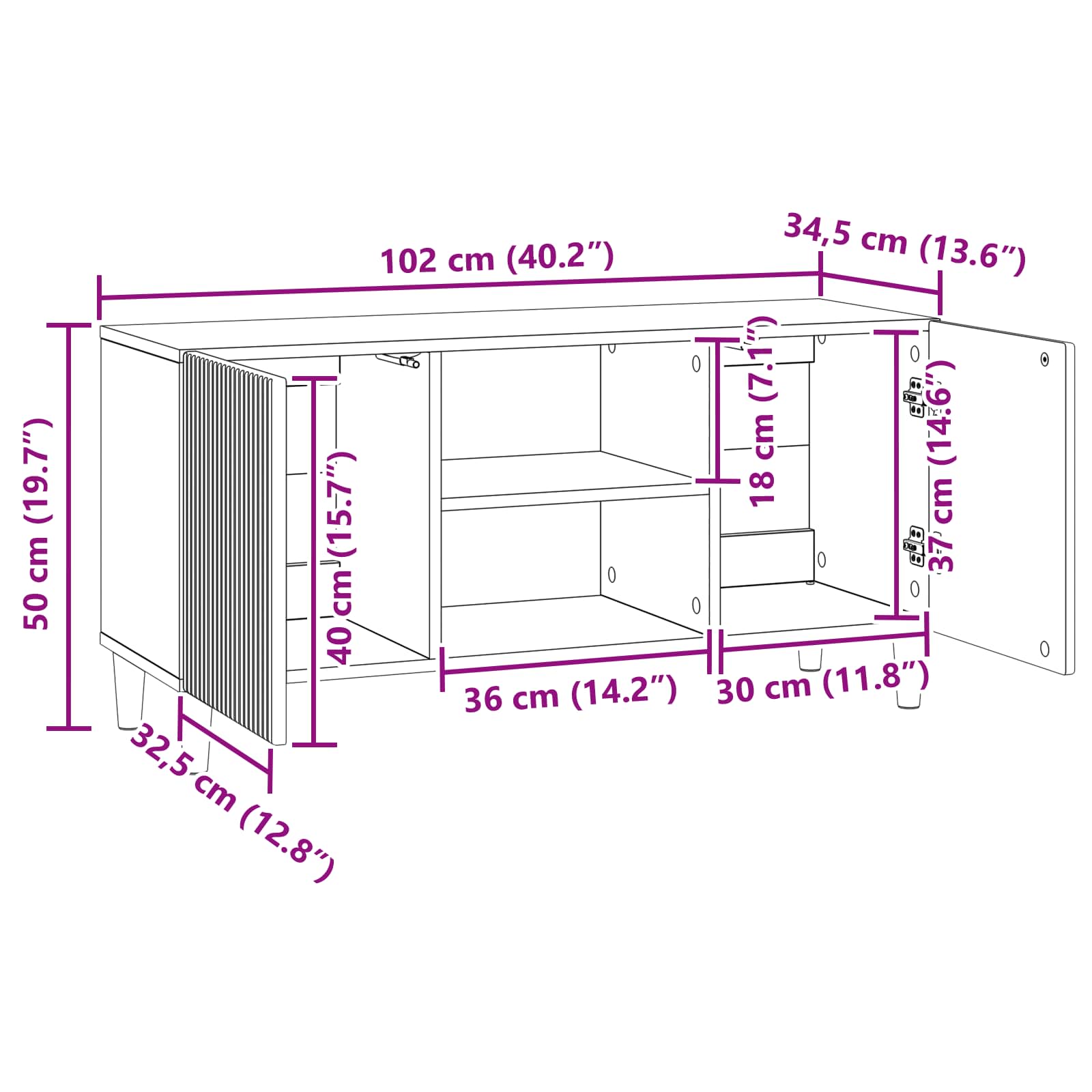 TV ormar Bijela 102 x 34,5 x 50 cm Konstruirano drvo