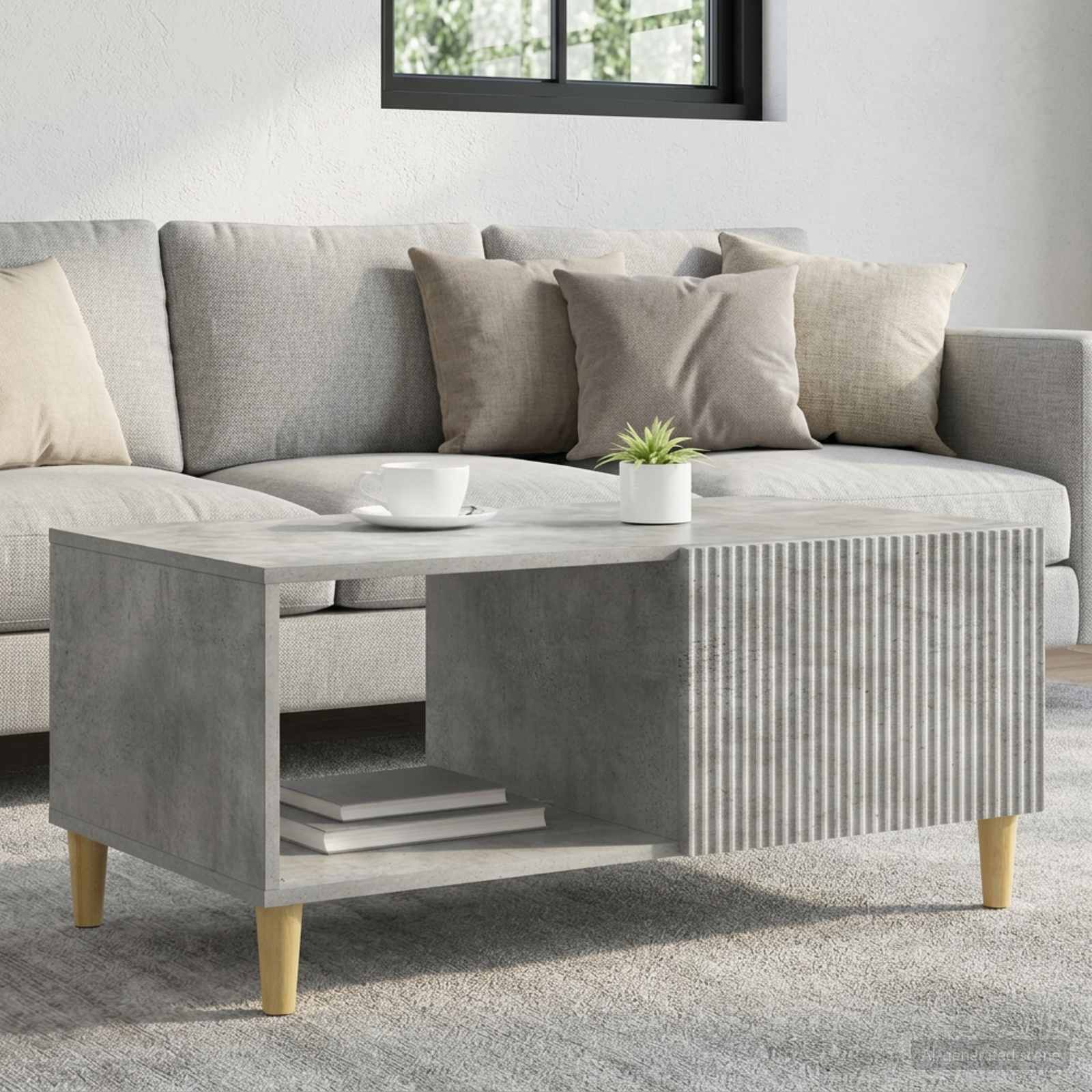 Kava Stol Betonska siva 90 x 50 x 40 cm Konstruirano drvo