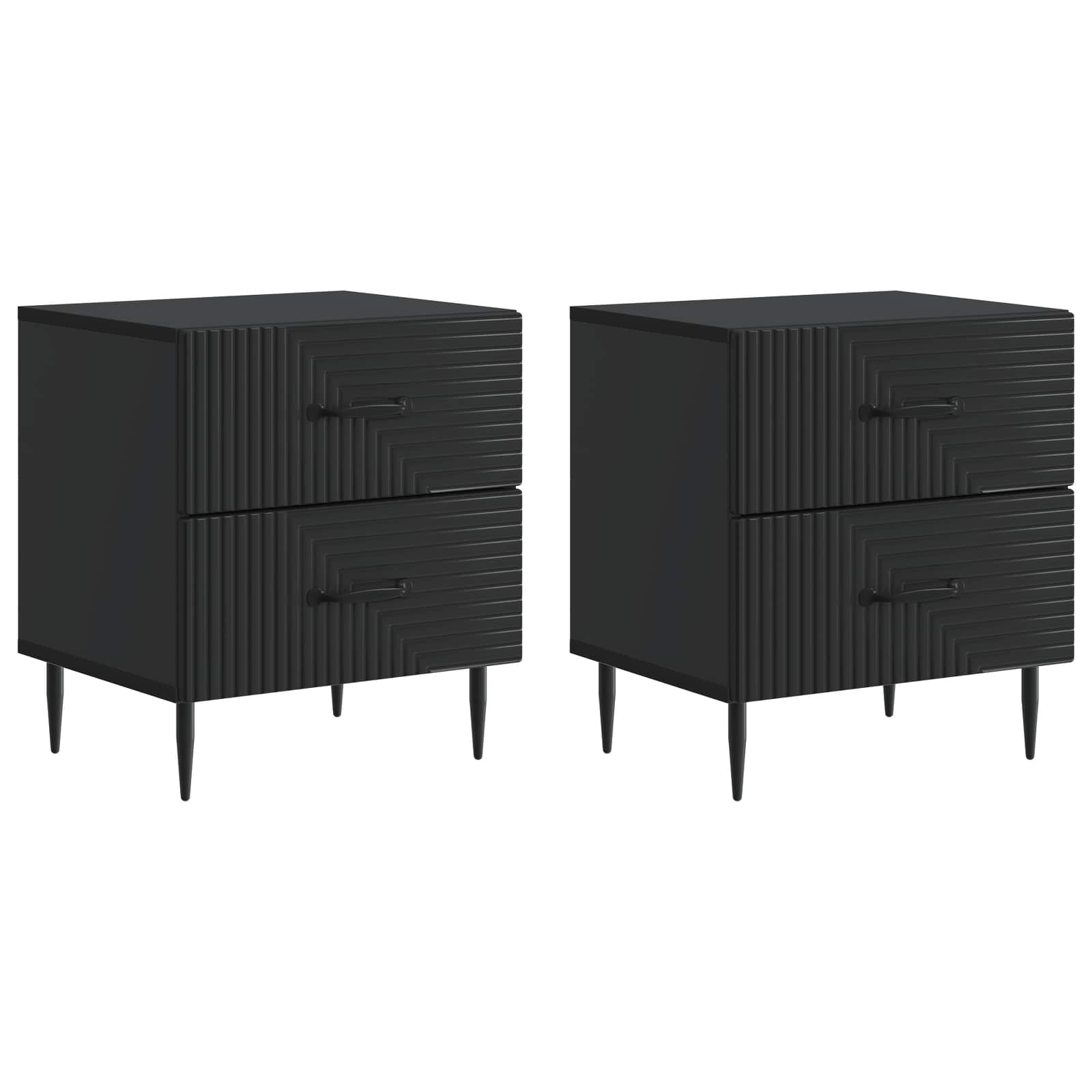 Noćni ormar 2 pcs Crna 43 x 34,5 x 47,5 cm Konstruirano drvo