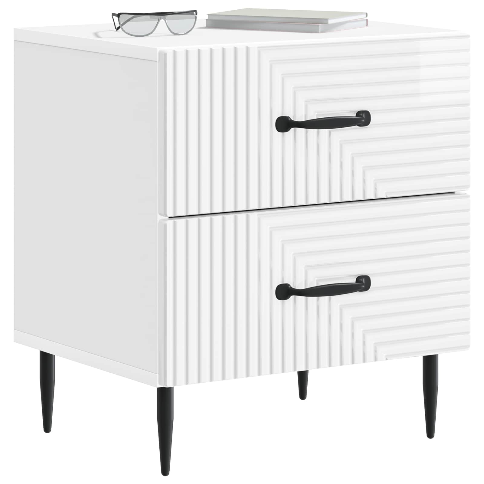 Noćni ormar s ladicama Bijela visokog sjaja 43 x 34,5 x 47,5 cm