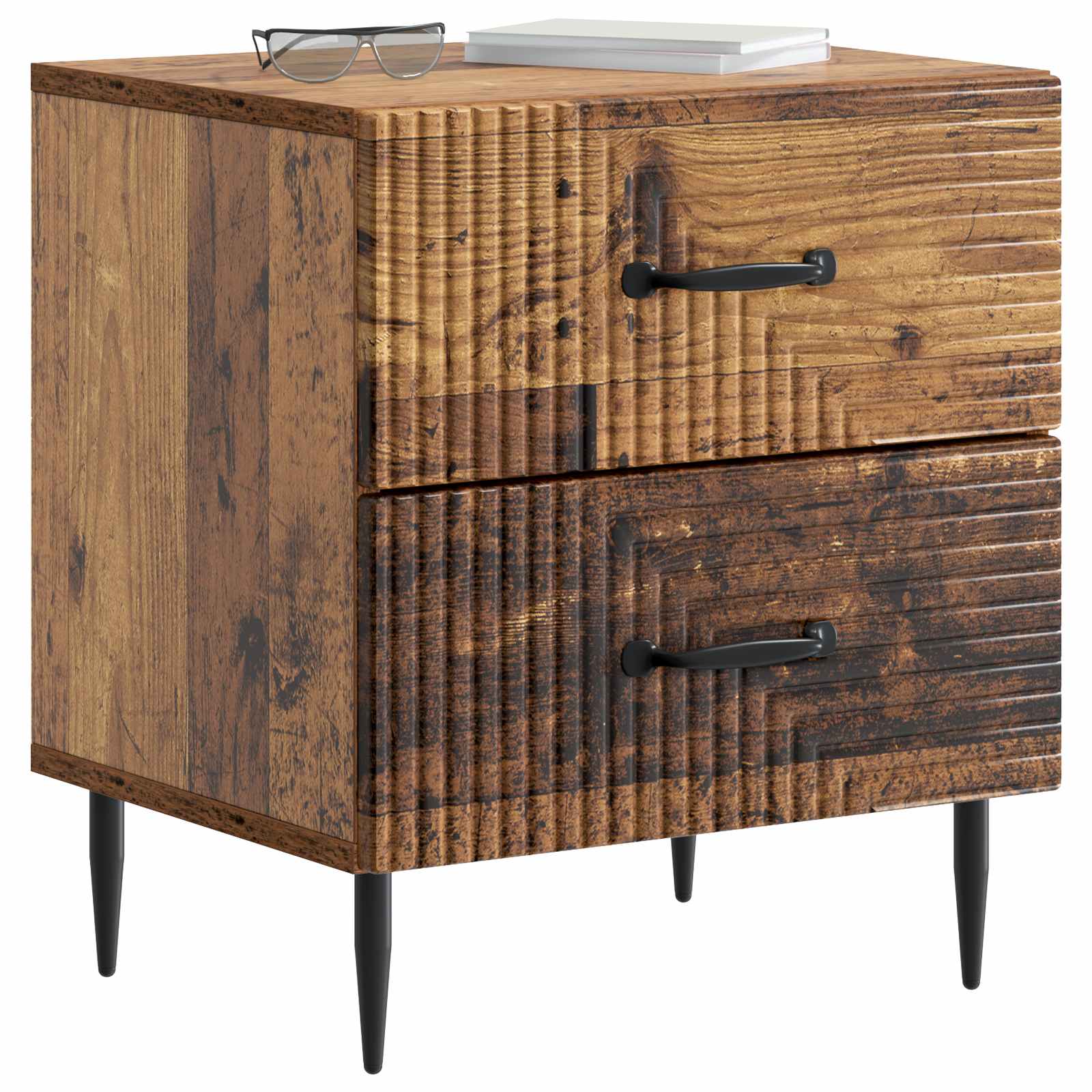 Noćni ormar s ladicama 2 pcs Staro drvo 43 x 34,5 x 47,5 cm