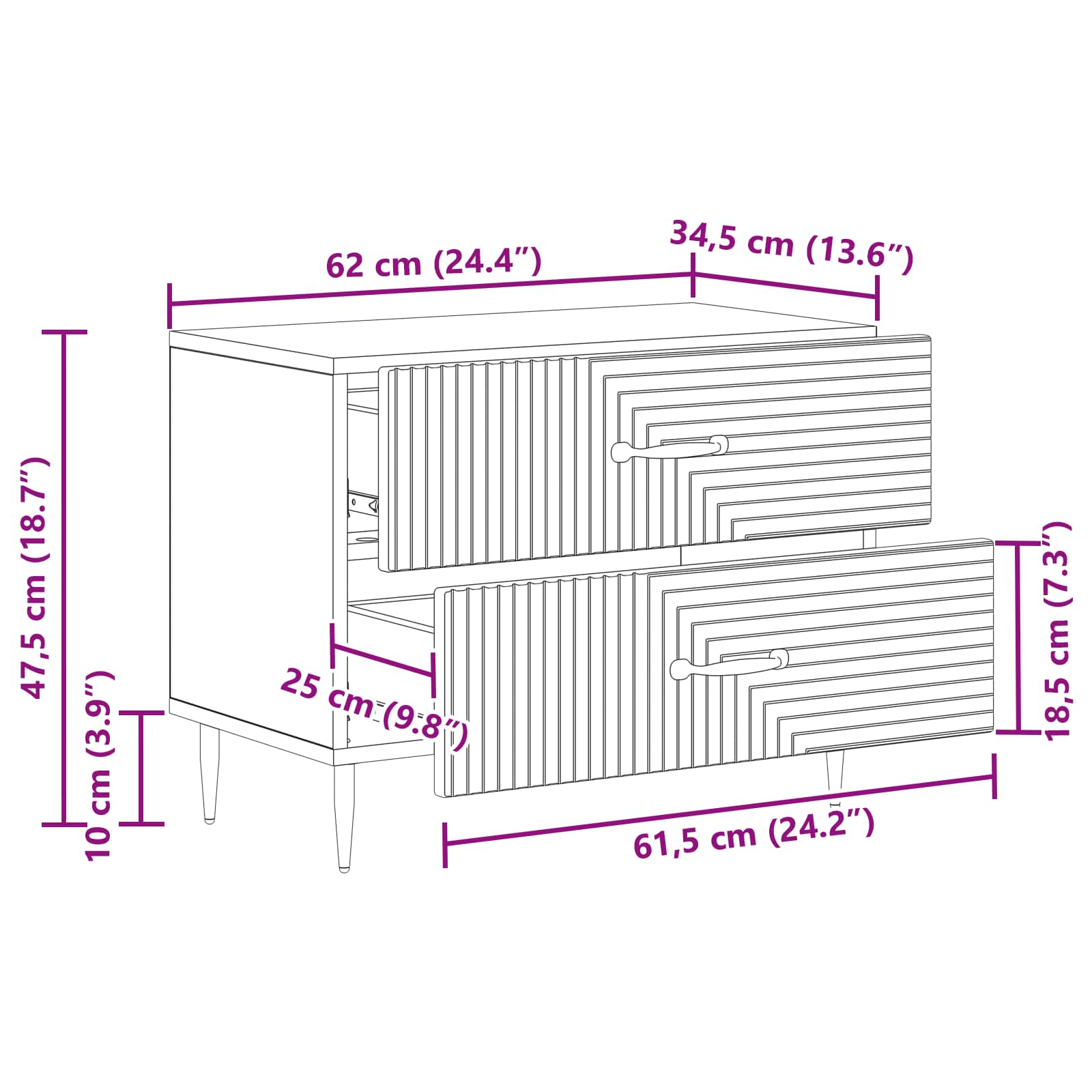 Noćni ormar Hrast sonoma 62 x 34,5 x 47,5 cm Konstruirano drvo
