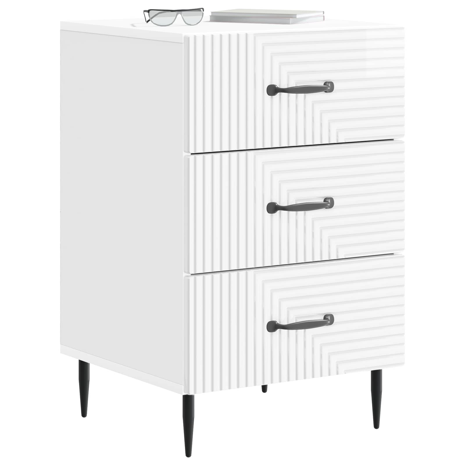 Noćni ormar s ladicama Bijela visokog sjaja 43 x 41 x 66,5 cm