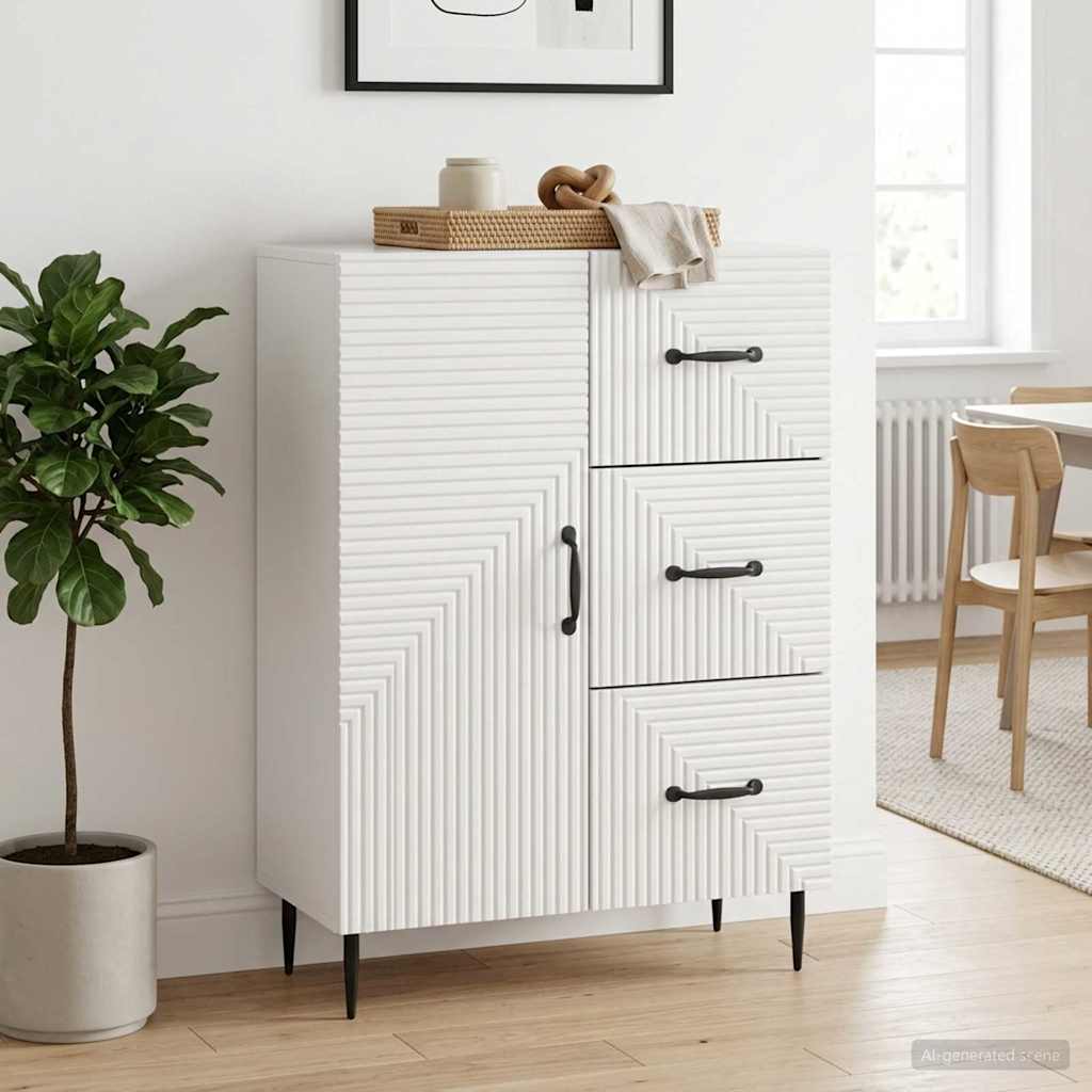 Kreveta s ladicama Bijela visokog sjaja 66 x 34,5 x 89,5 cm