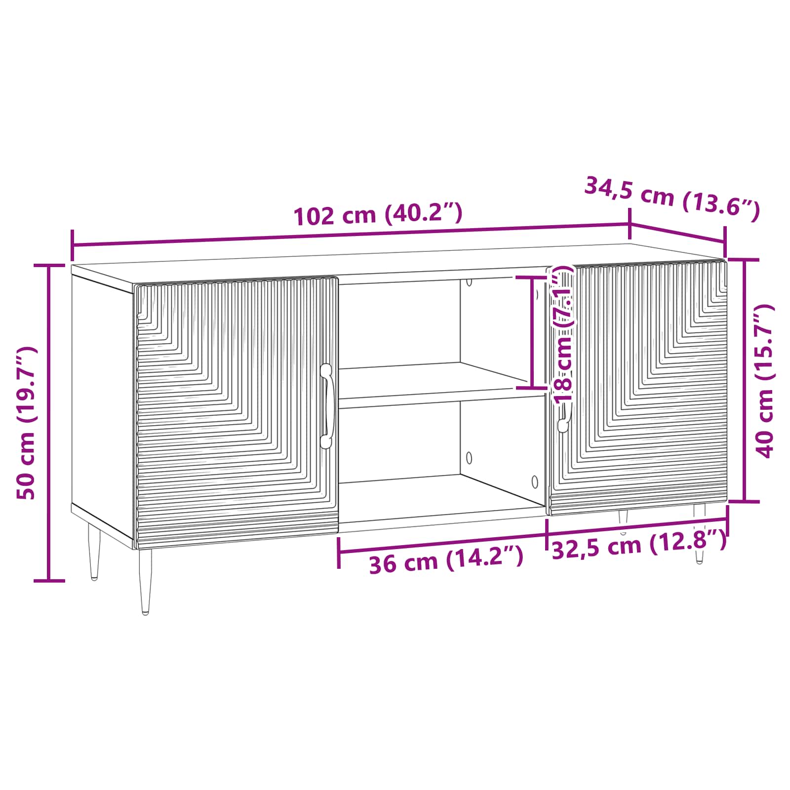TV ormar Dimljeni hrast 102 x 34,5 x 50 cm Konstruirano drvo