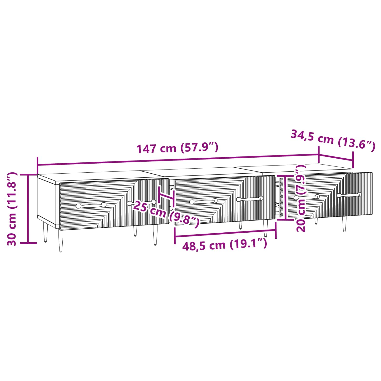 TV ormar Hrast sonoma 147 x 34,5 x 30 cm Konstruirano drvo