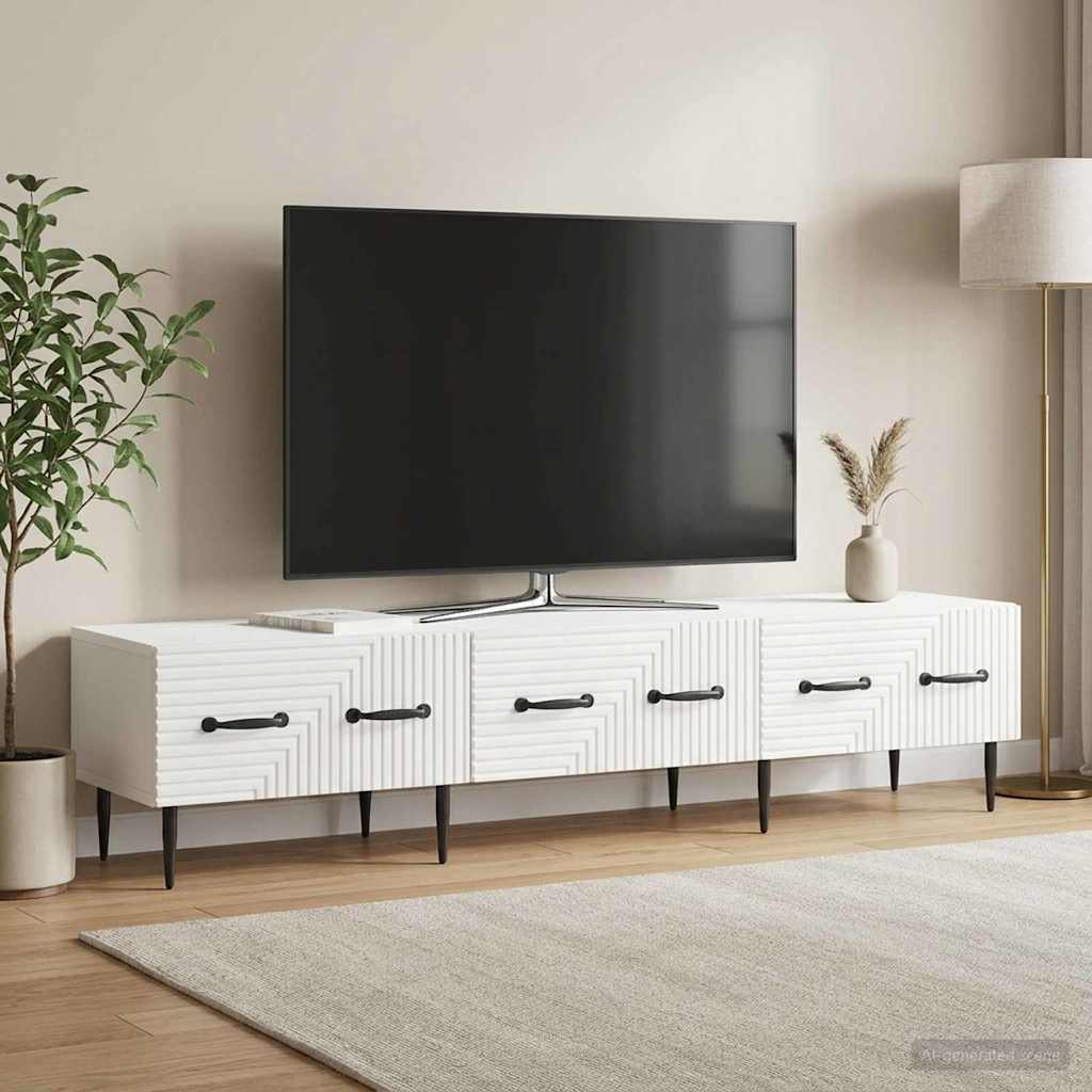 TV ormar s ladicama Bijela visokog sjaja 147 x 34,5 x 30 cm