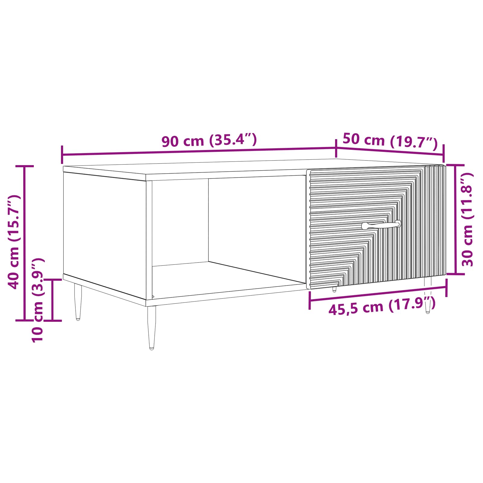 Kava Stol Bijela 90 x 50 x 40 cm Konstruirano drvo