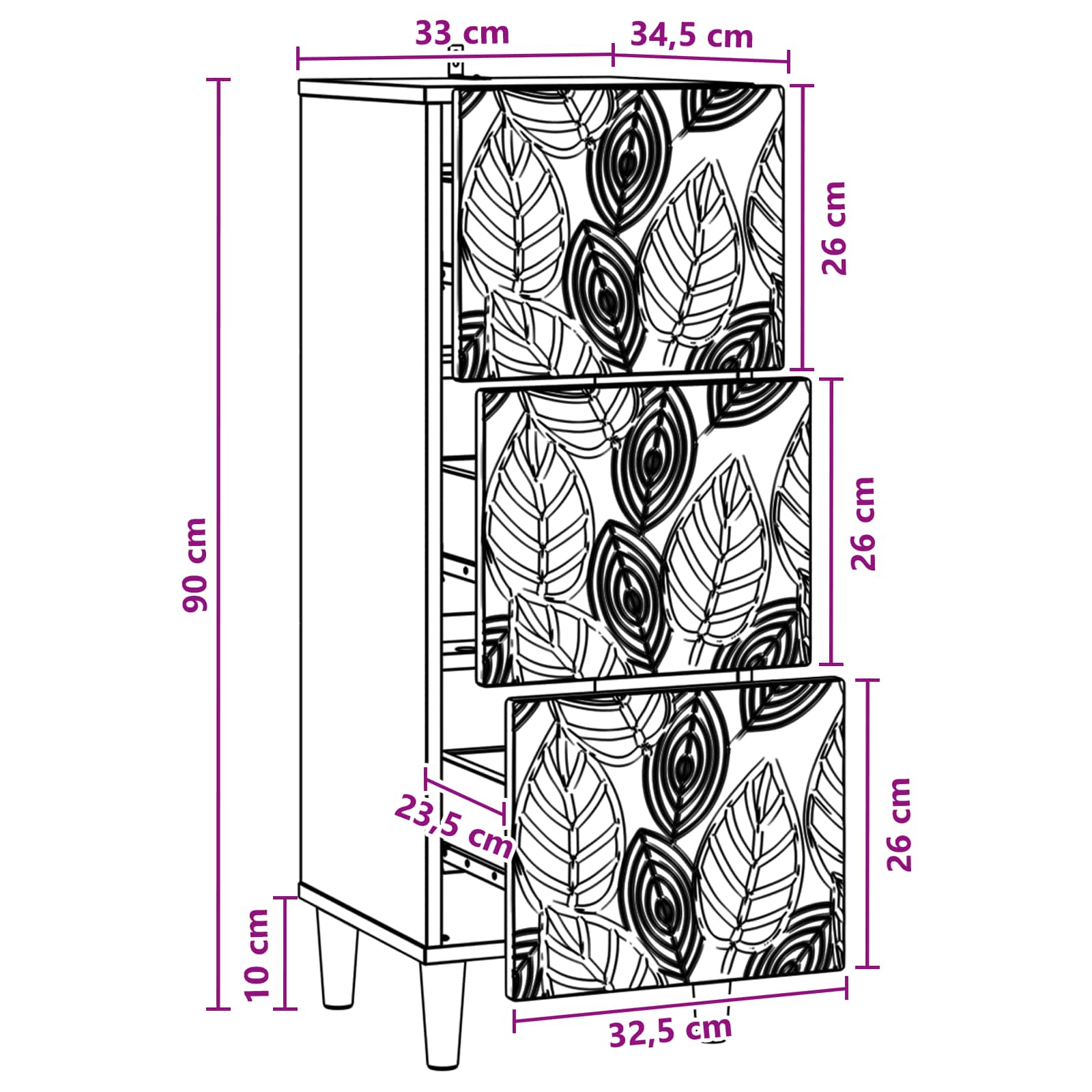 Ormar s ladicama Hrast sonoma 33 x 34,5 x 90 cm