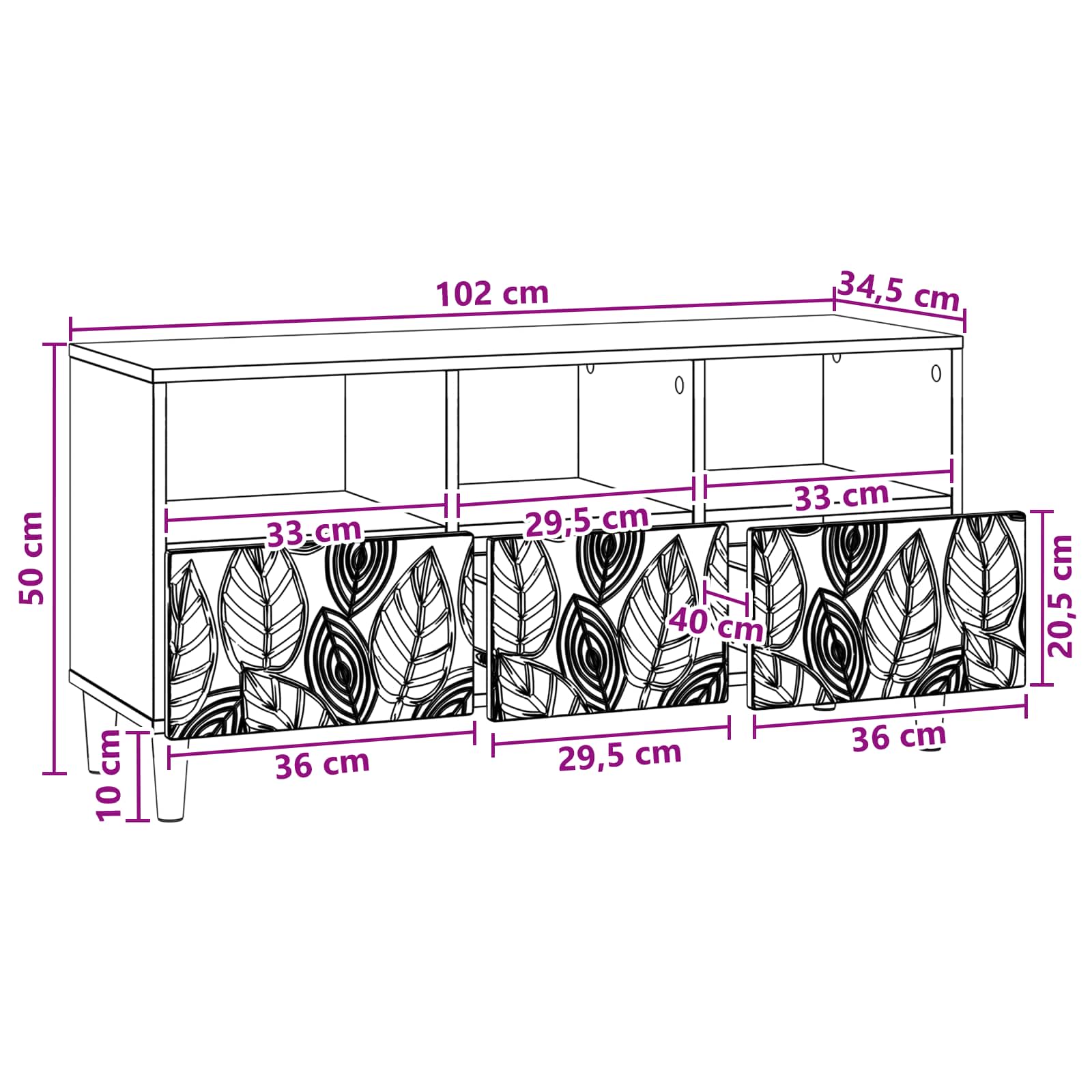 TV ormar 102 x 34,5 x 50 cm Dimljeni hrast Konstruirano drvo