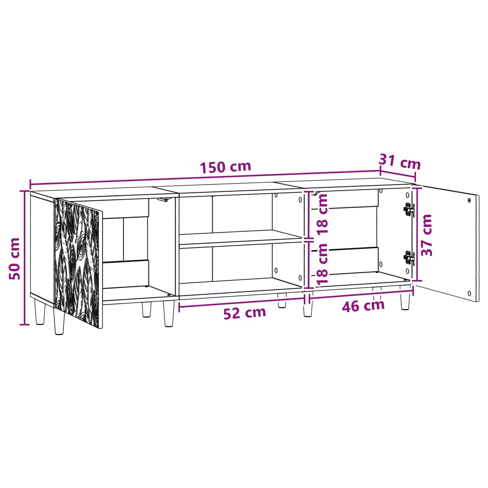 TV ormar 150 x 31 x 50 cm Dimljeni hrast Konstruirano drvo