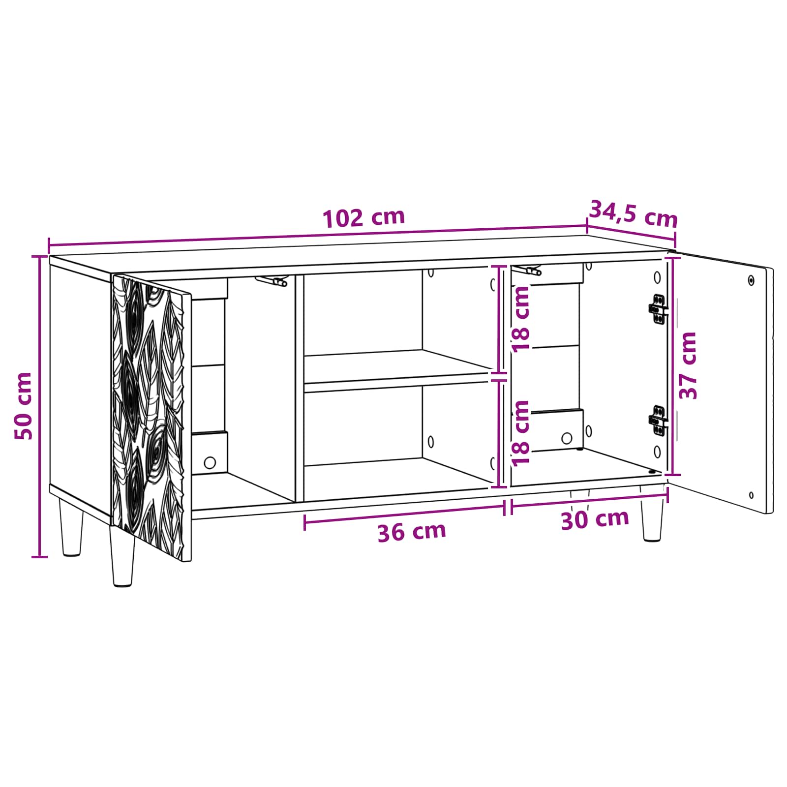 TV ormar 102 x 34,5 x 50 cm Hrast sonoma Konstruirano drvo