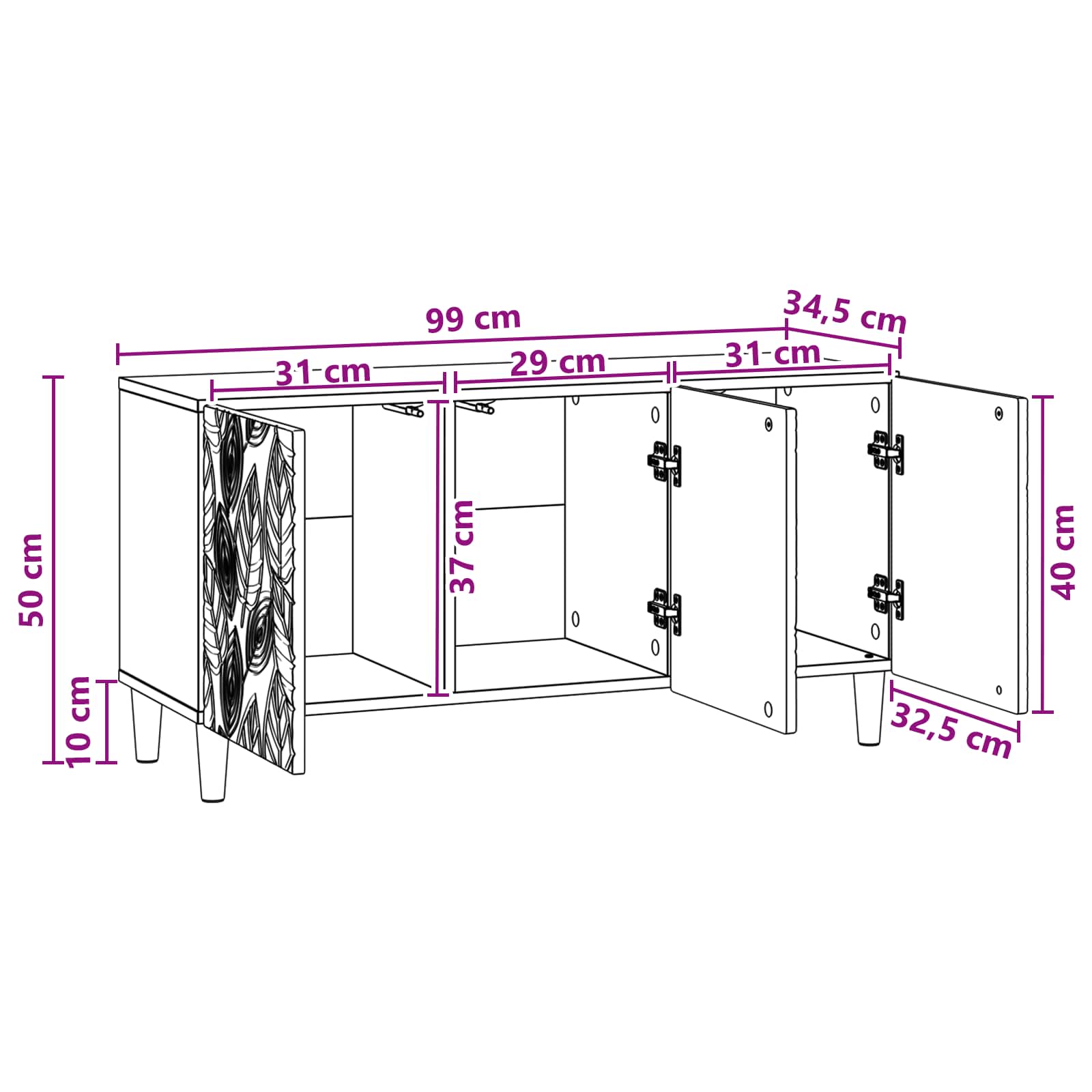 TV ormar 99 x 34,5 x 50 cm Betonska siva Konstruirano drvo