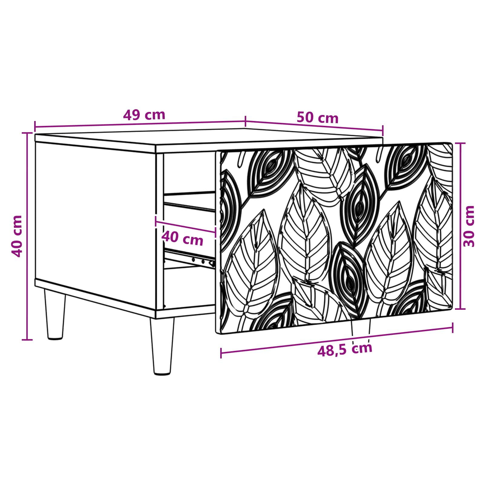 Kava Stol Hrast artisan 50 x 49 x 40 cm Konstruirano drvo